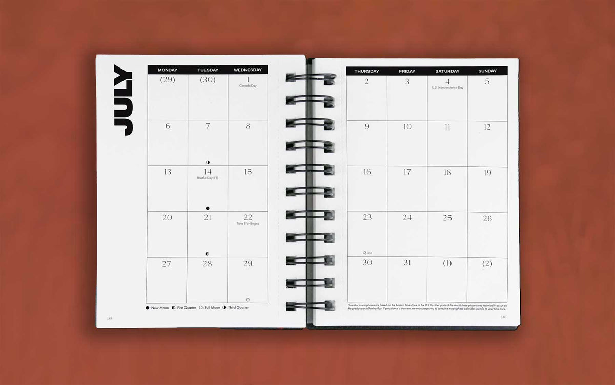 A monthly planning spread in the Dreambook
