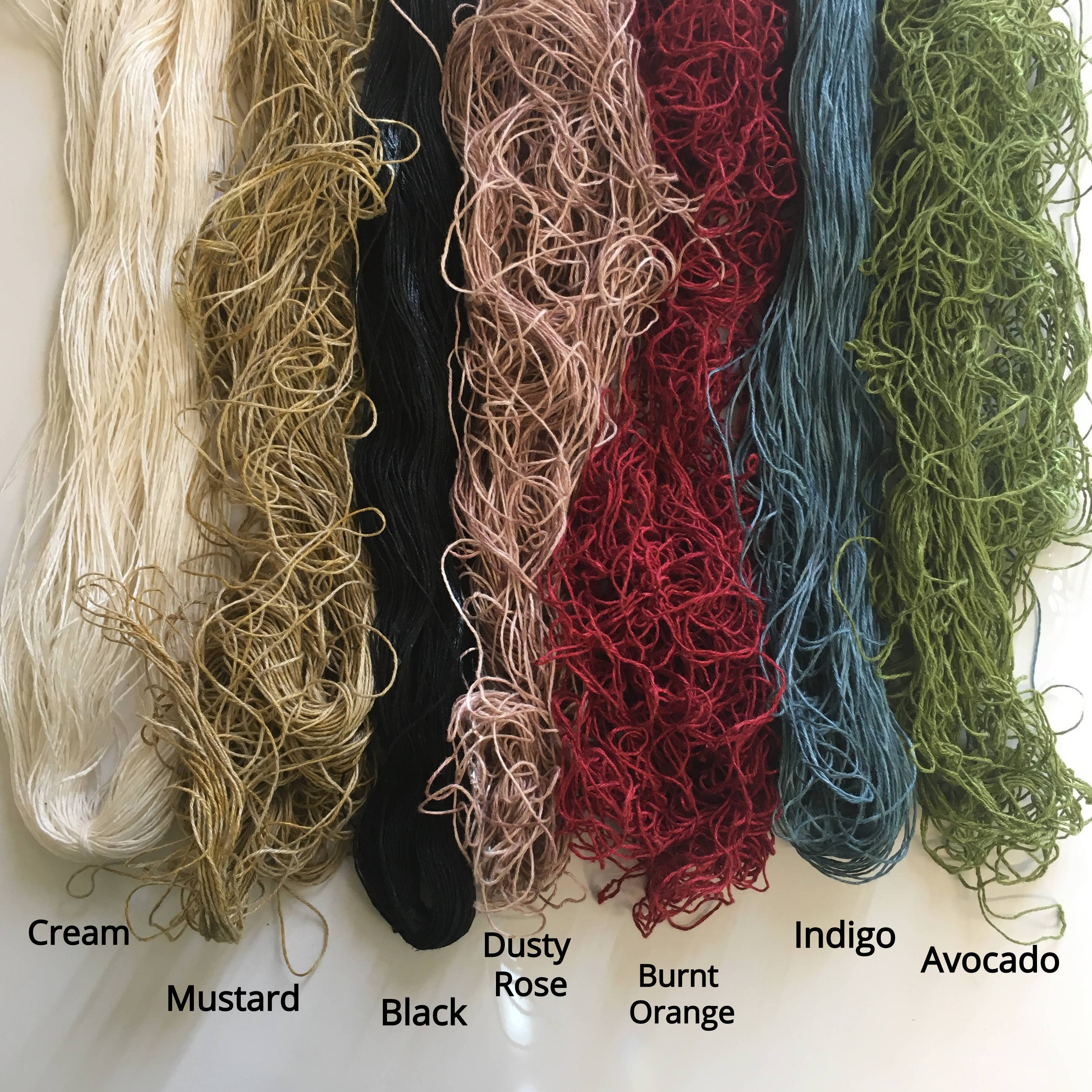 Textured Brass Hoop Earrings w/ Dyed Linen Tassels // Large