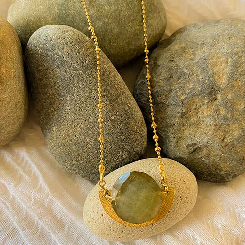 Labradorite Eclipse Half Moon Necklace