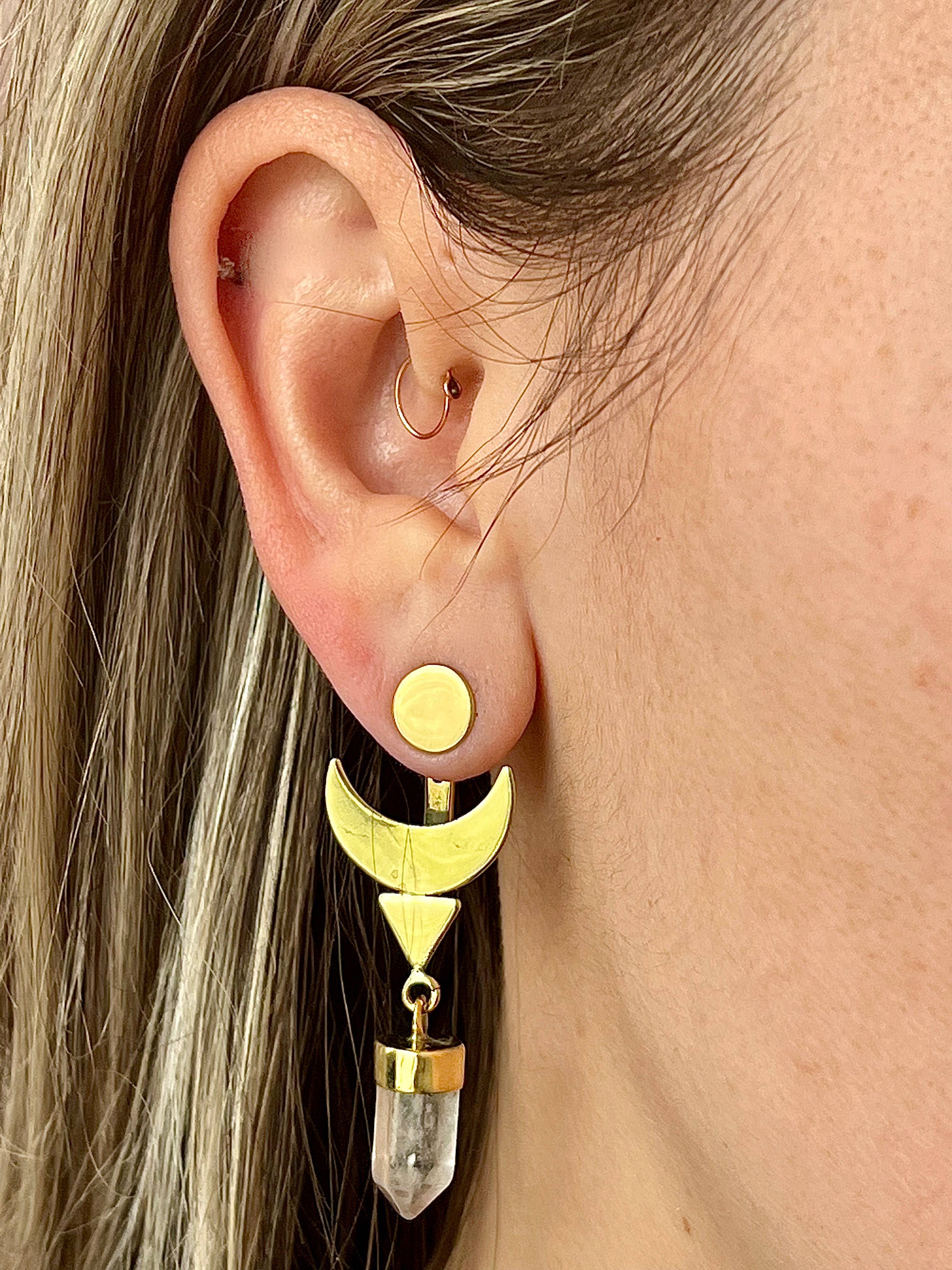 Quartz Crescent Earjacket Earrings