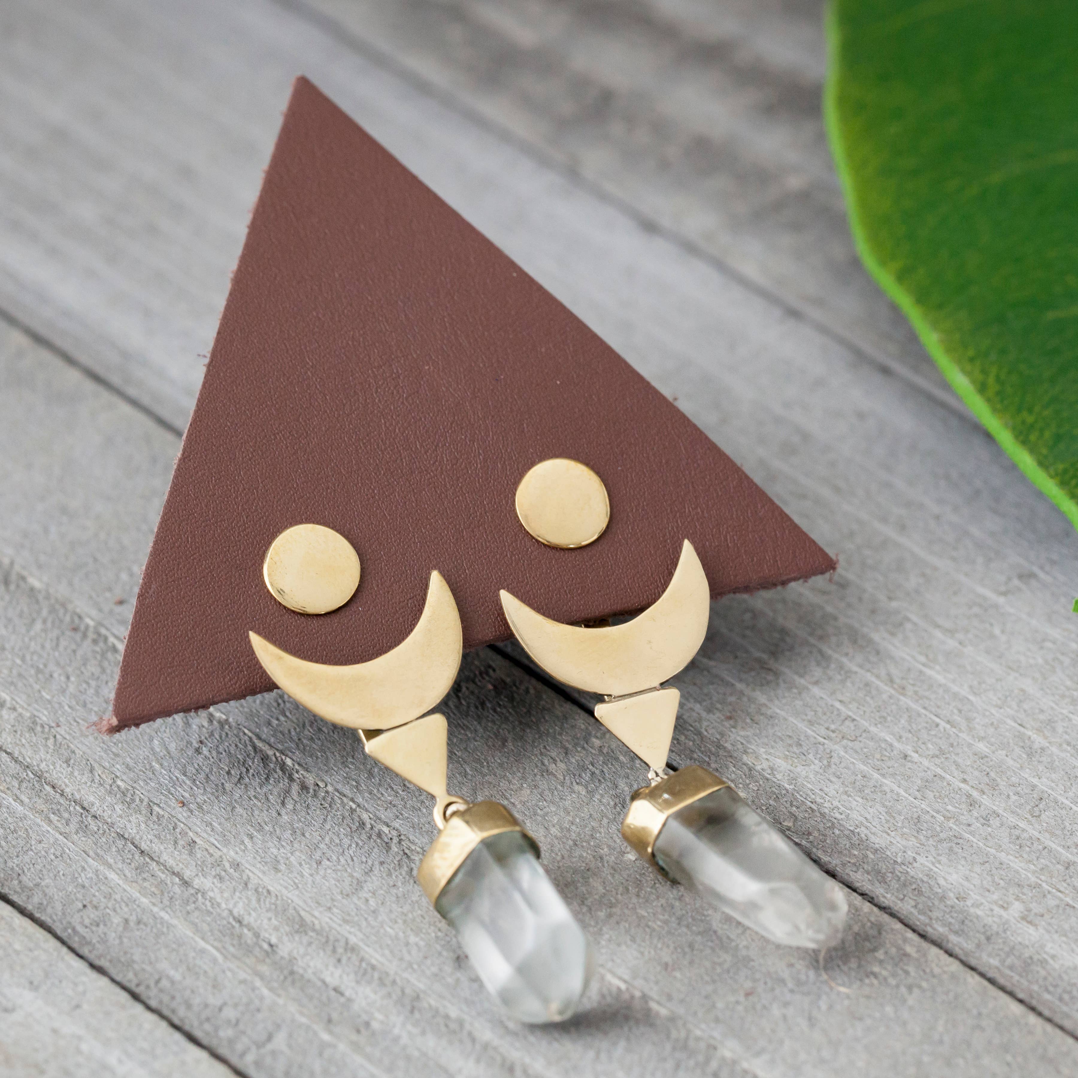 Quartz Crescent Earjacket Earrings