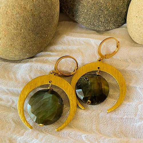 Labradorite Lunar Eclipse Earrings
