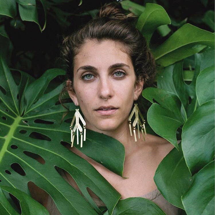 Stamped Brass Statement Earrings w/ Brass Dangles