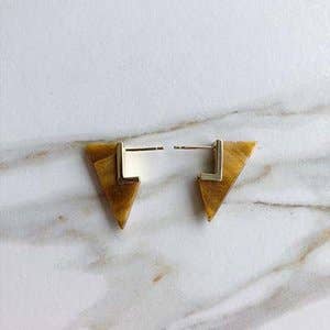 Tiger Eye Geometric Dagger Studs