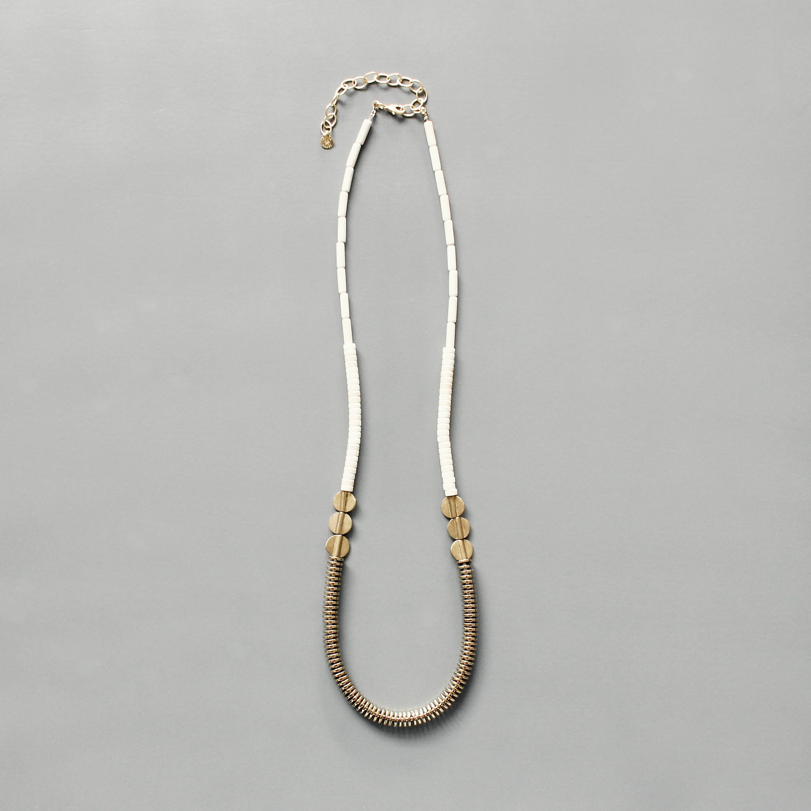 Gold Mematite and White Disc Necklace