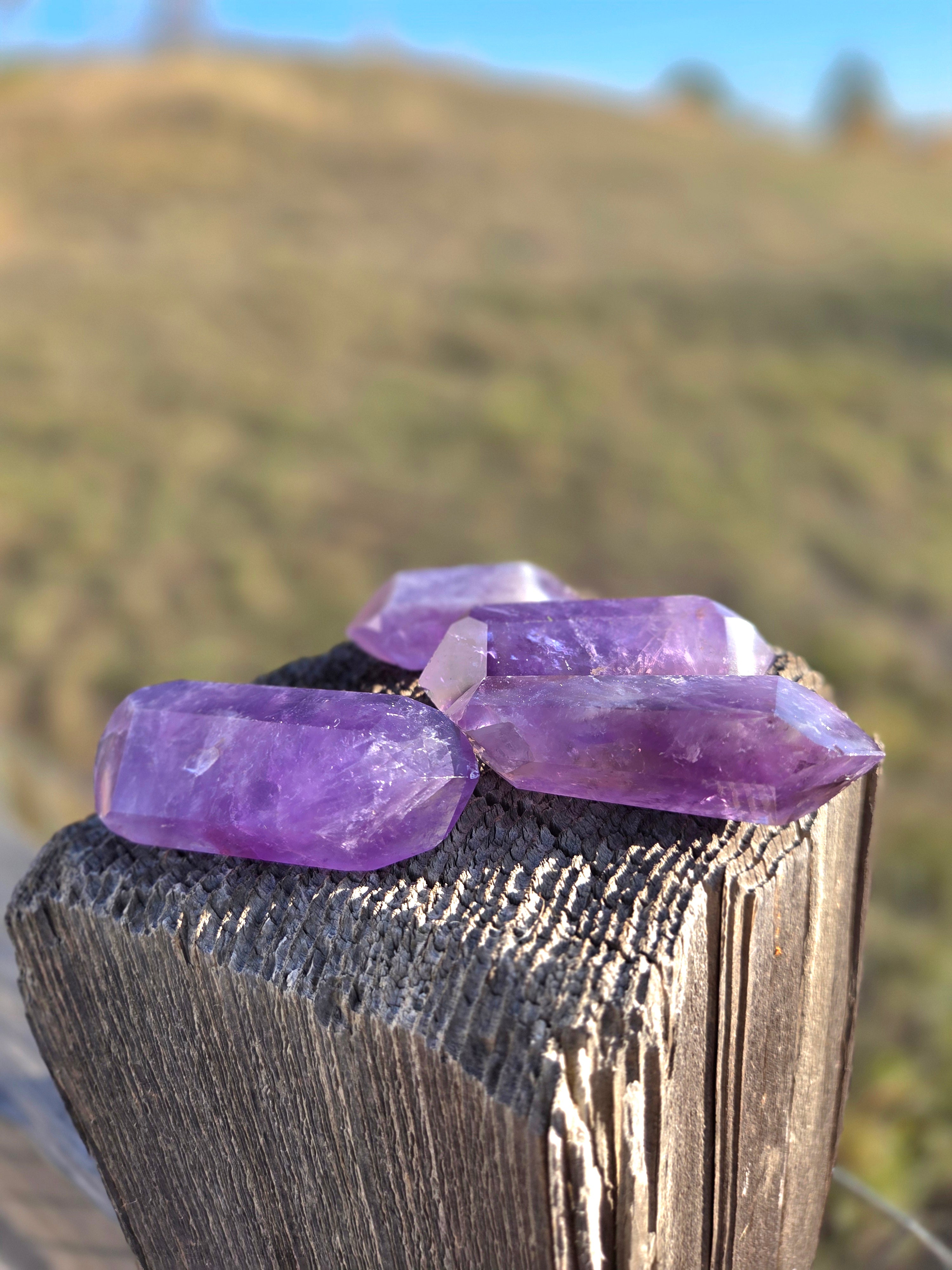 Amethyst- A-grade double terminated points - size A