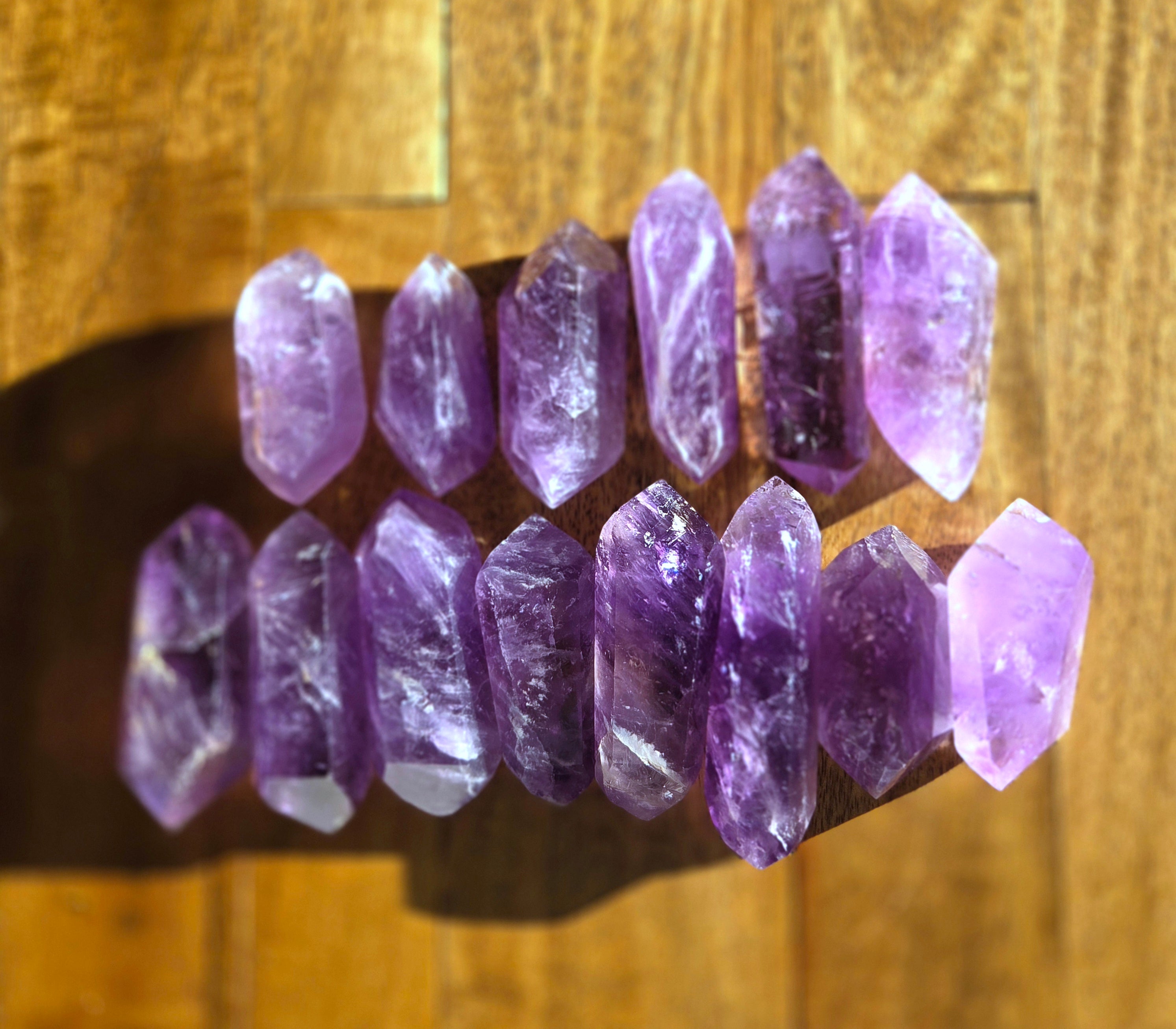 Amethyst- A-grade double terminated points - size A