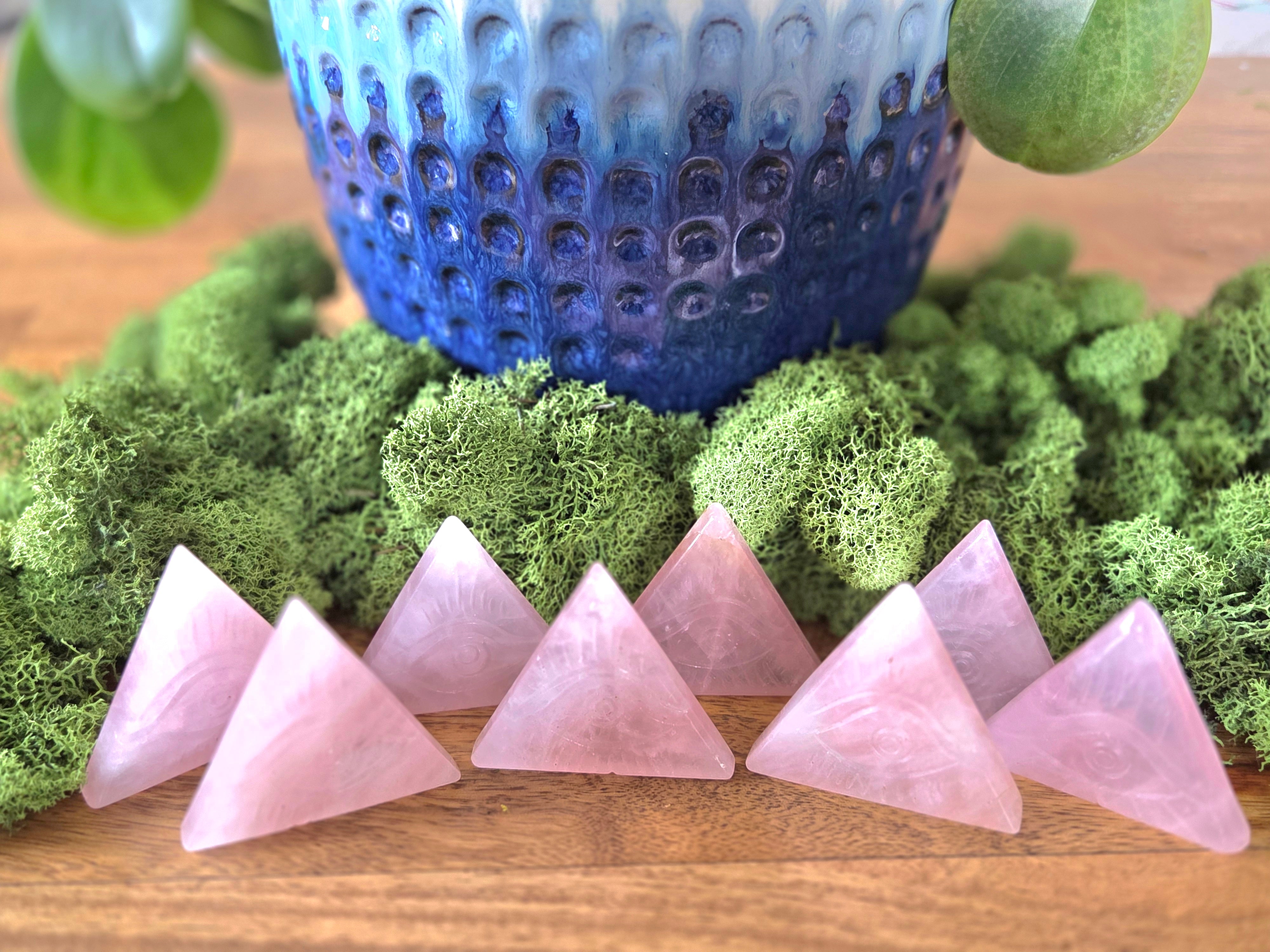 Flourite and Rose Quartz Protective Eye Triangles