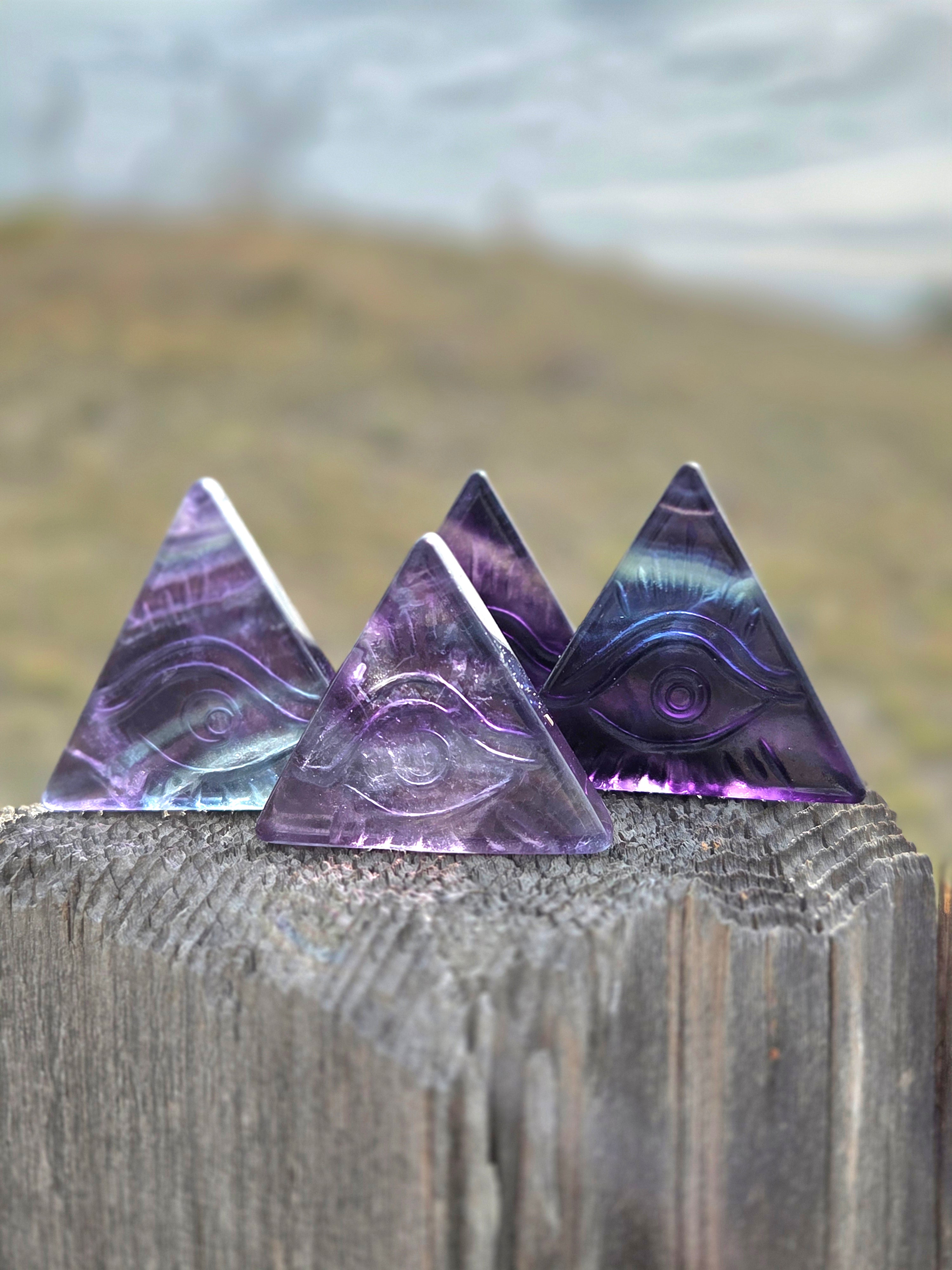 Flourite and Rose Quartz Protective Eye Triangles