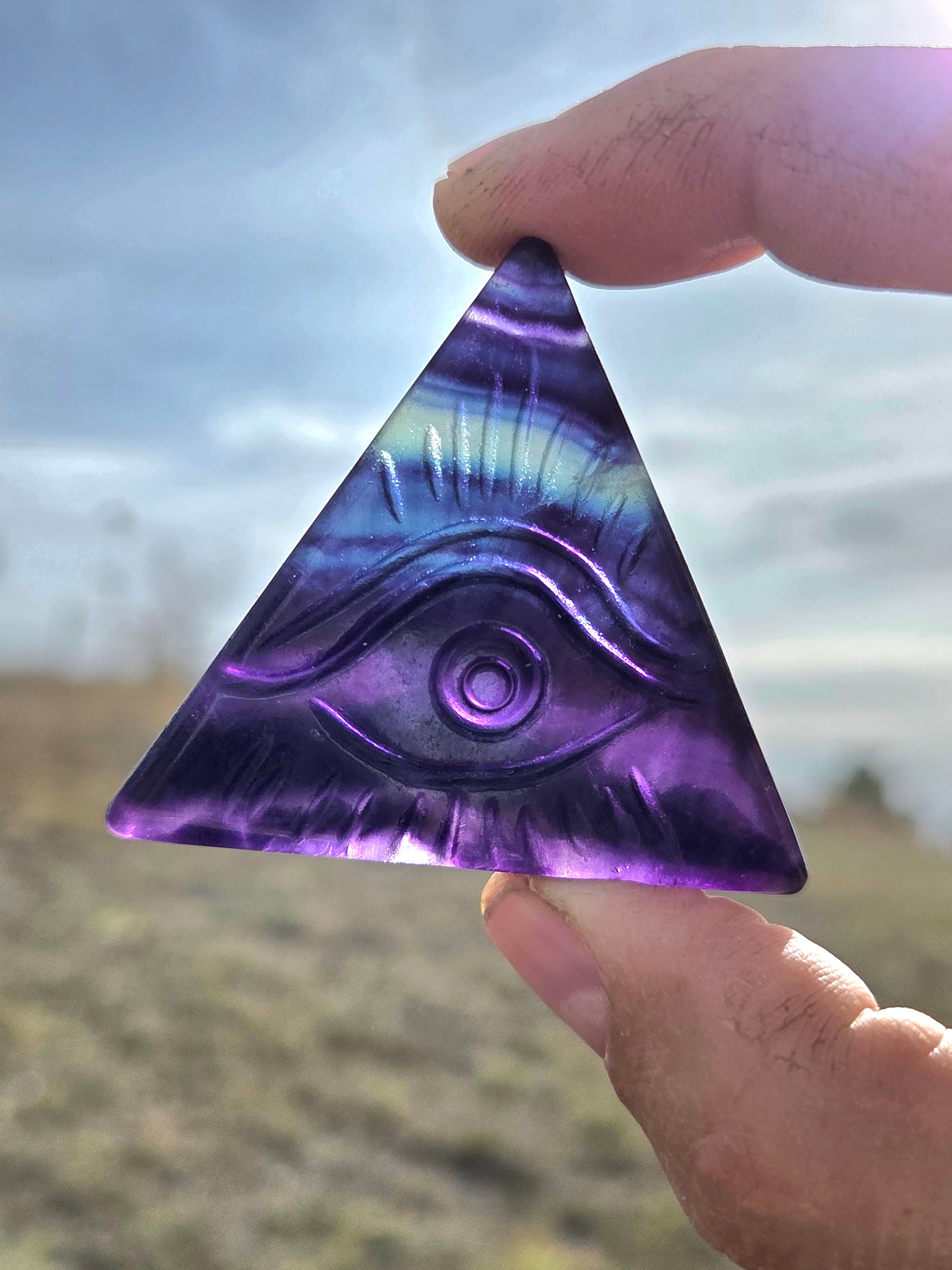 Flourite and Rose Quartz Protective Eye Triangles