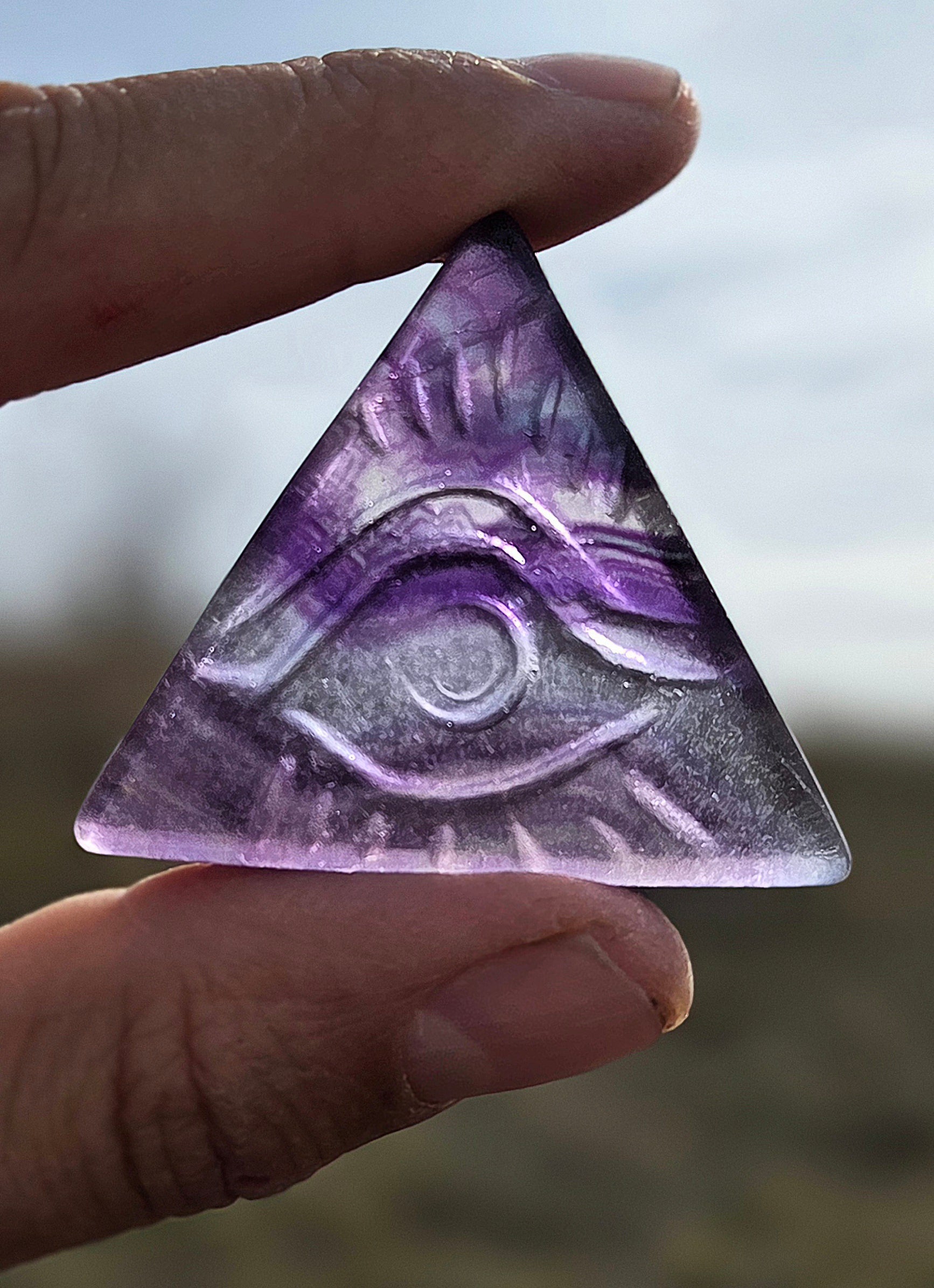 Flourite and Rose Quartz Protective Eye Triangles