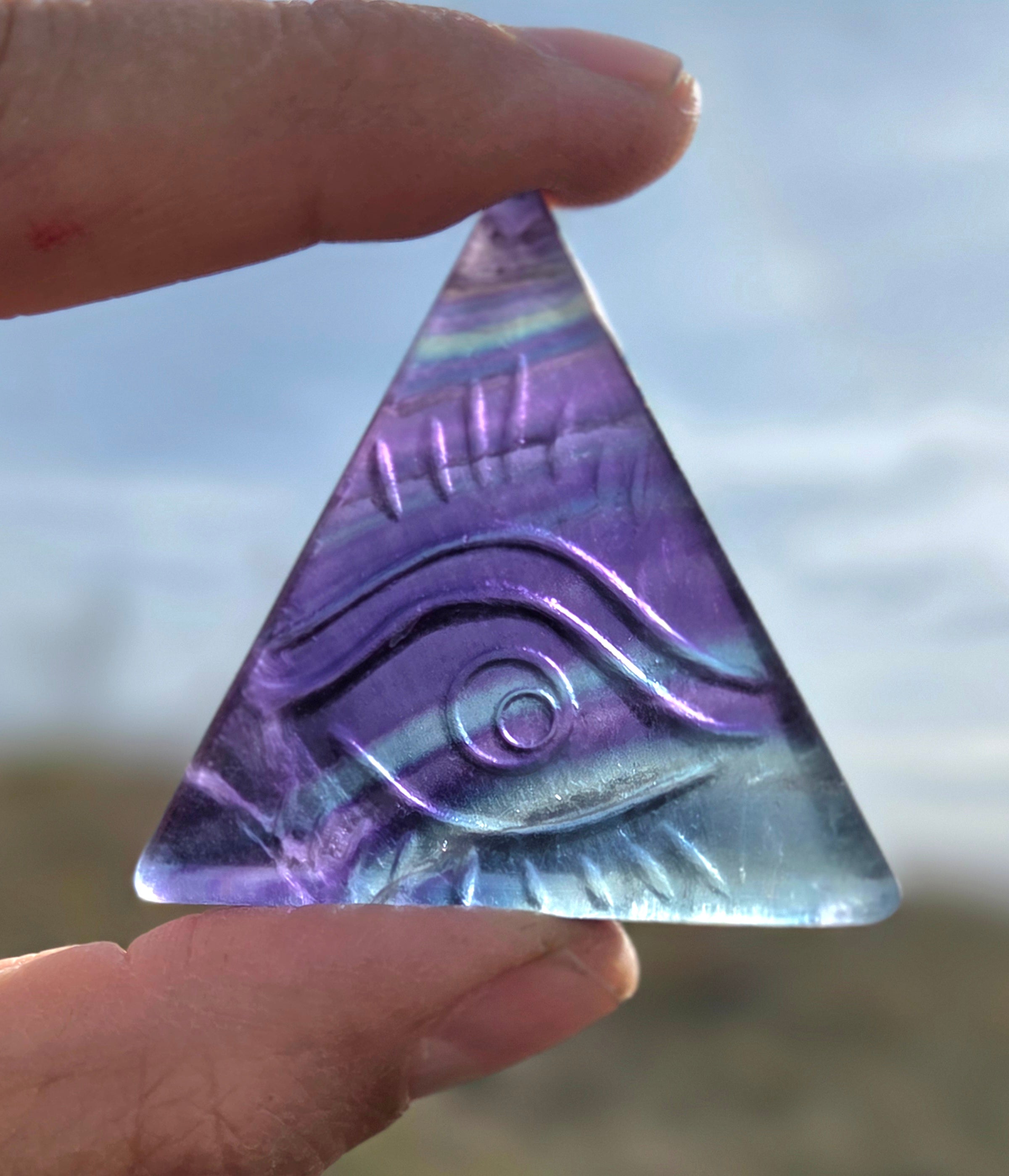 Flourite and Rose Quartz Protective Eye Triangles