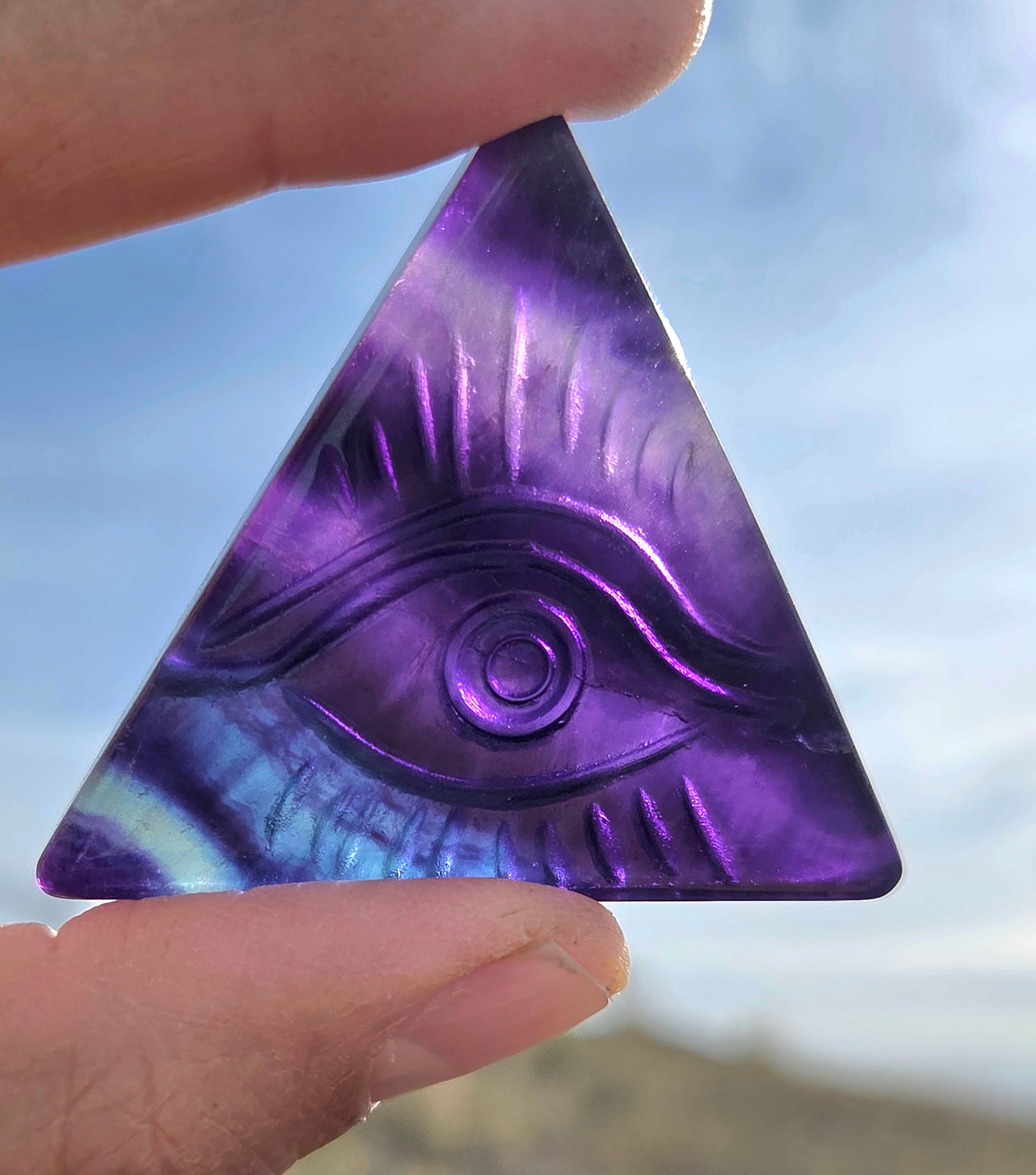 Flourite and Rose Quartz Protective Eye Triangles