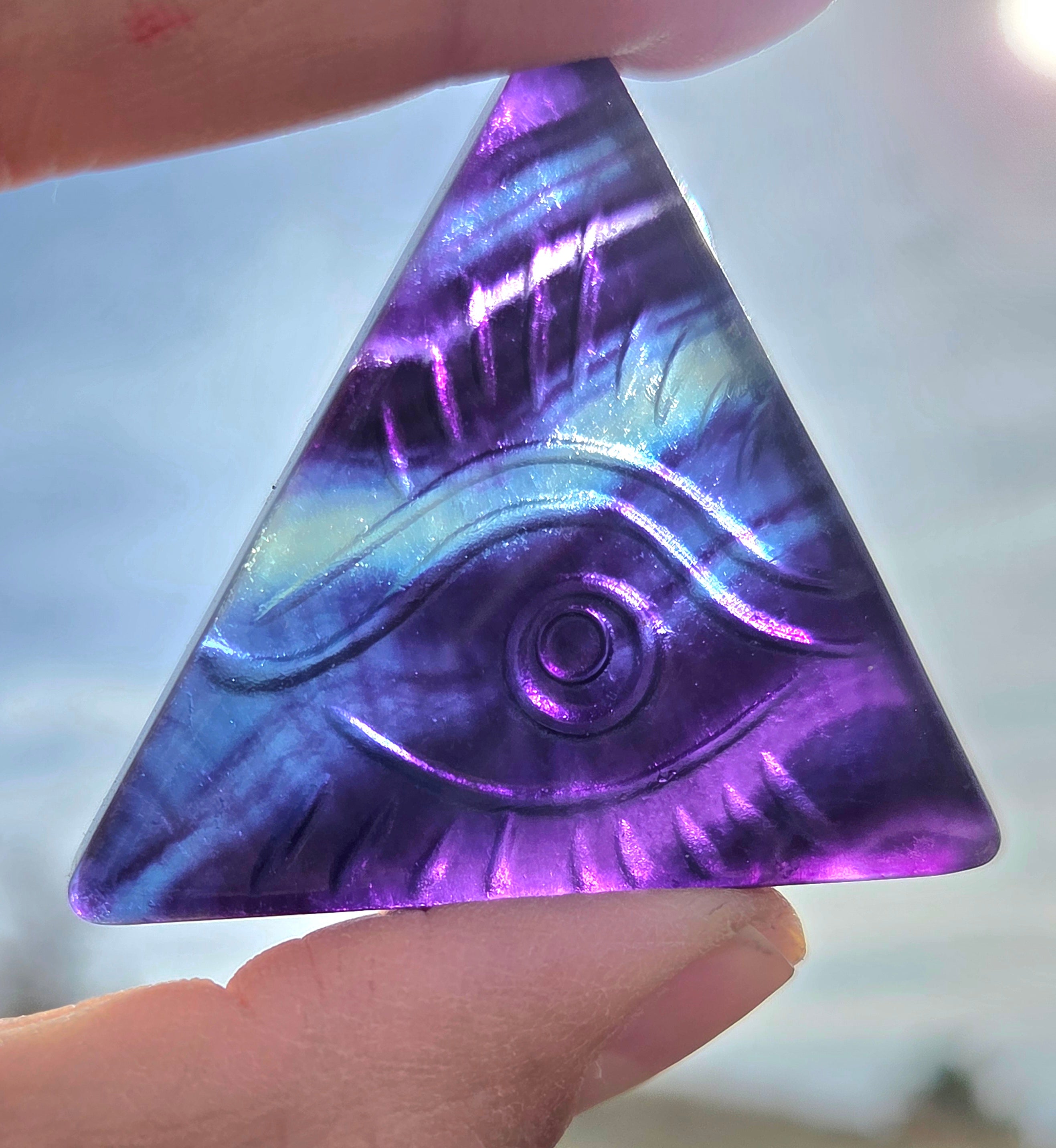 Flourite and Rose Quartz Protective Eye Triangles