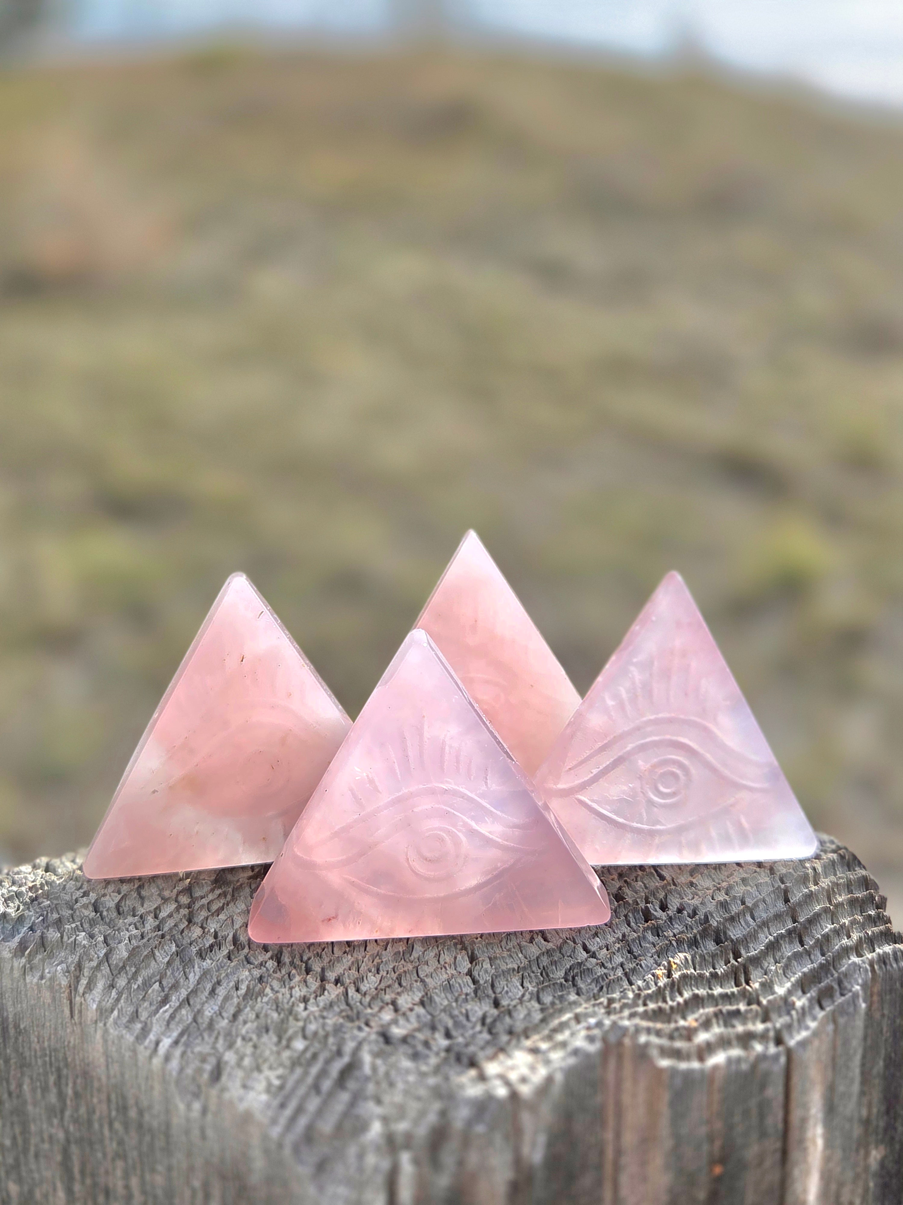 Flourite and Rose Quartz Protective Eye Triangles