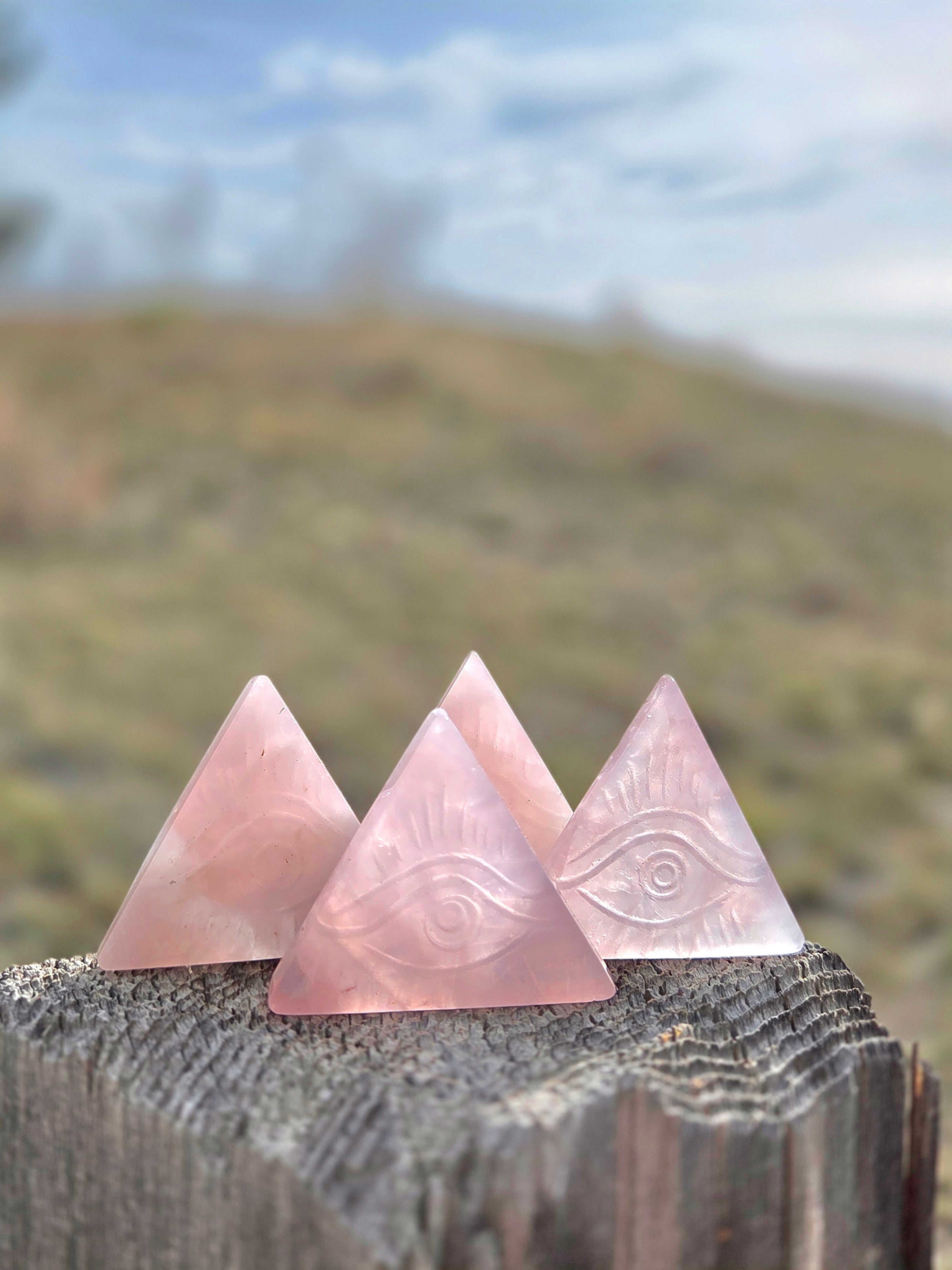 Flourite and Rose Quartz Protective Eye Triangles