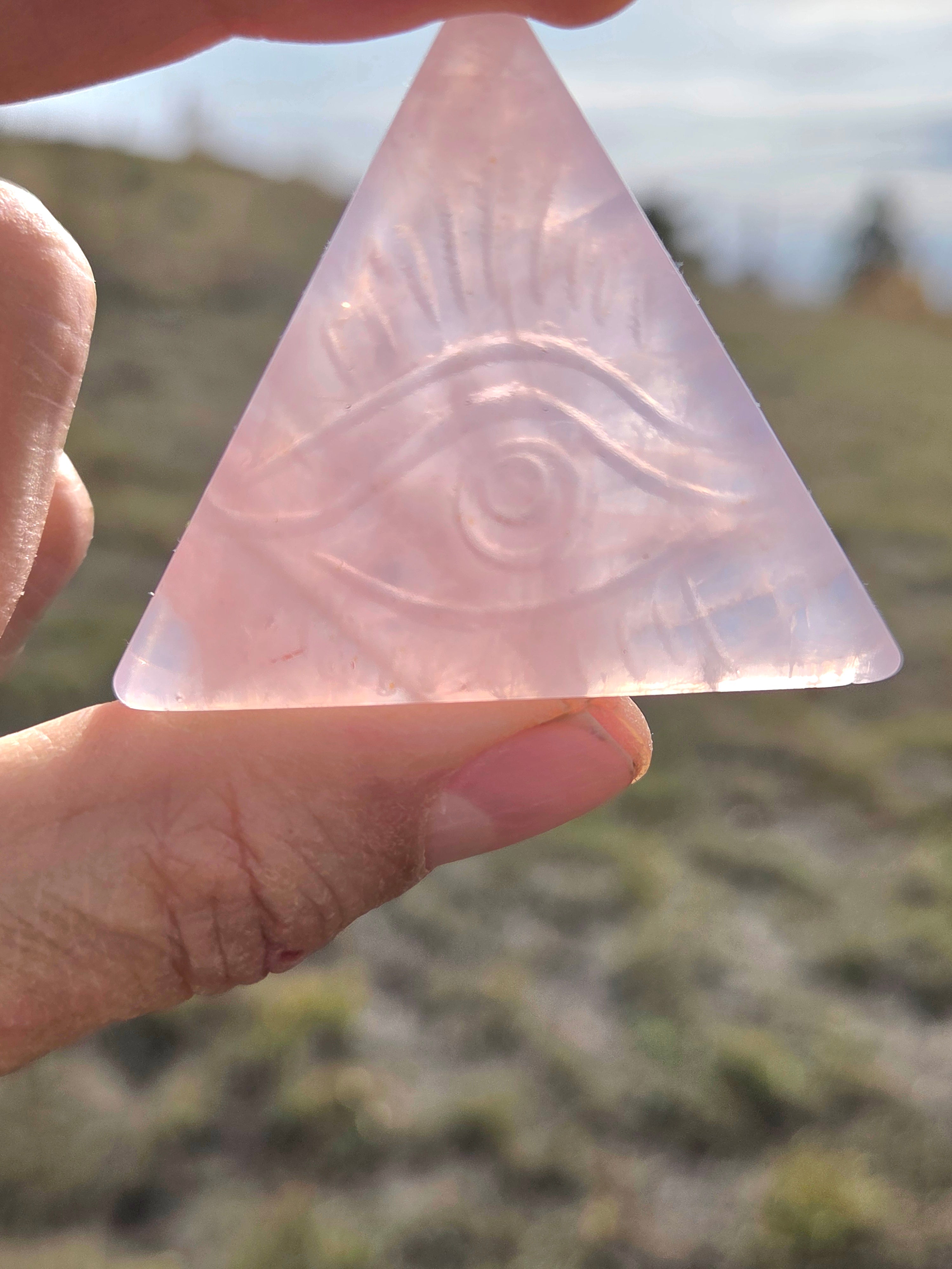Flourite and Rose Quartz Protective Eye Triangles