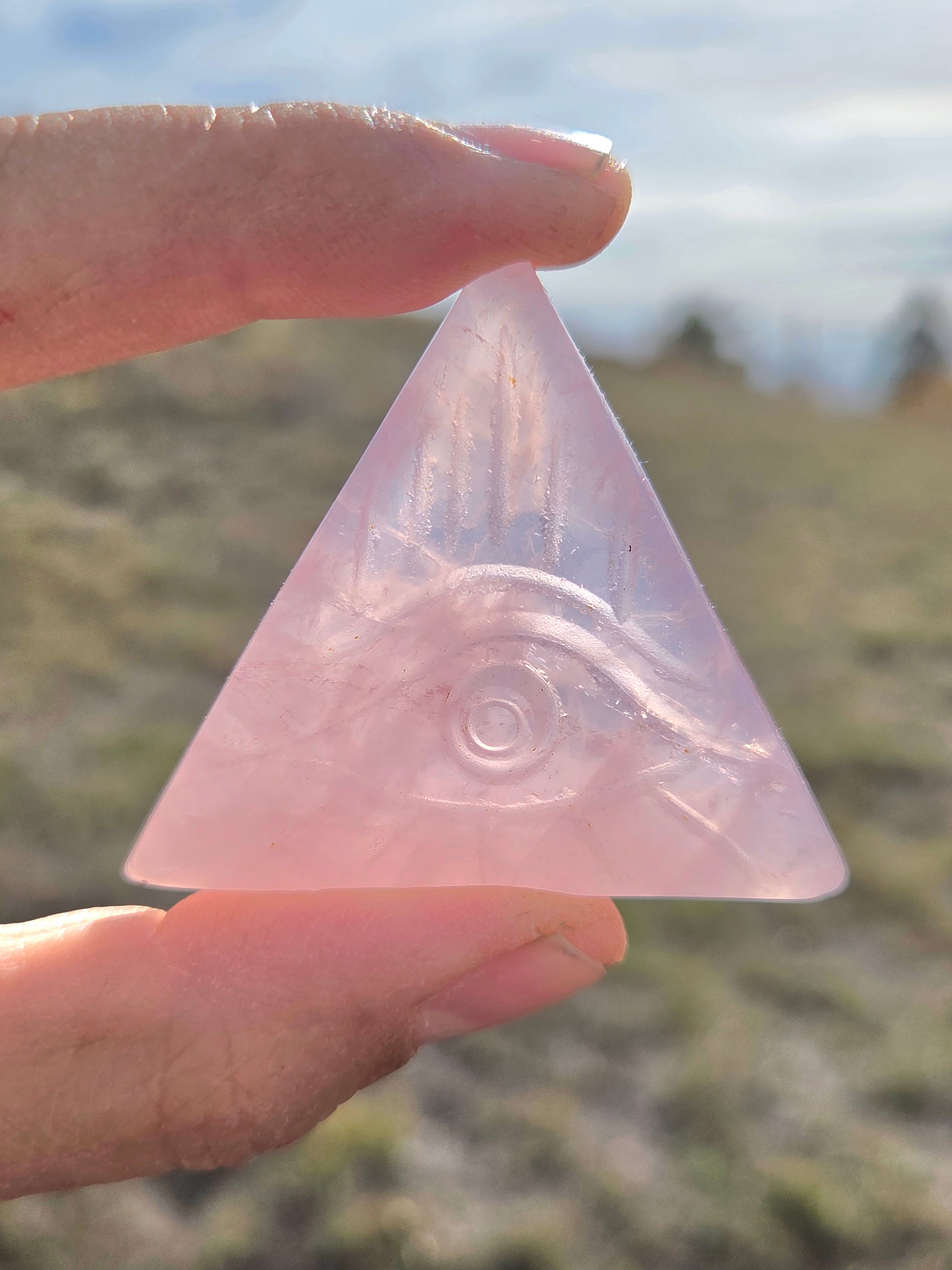 Flourite and Rose Quartz Protective Eye Triangles