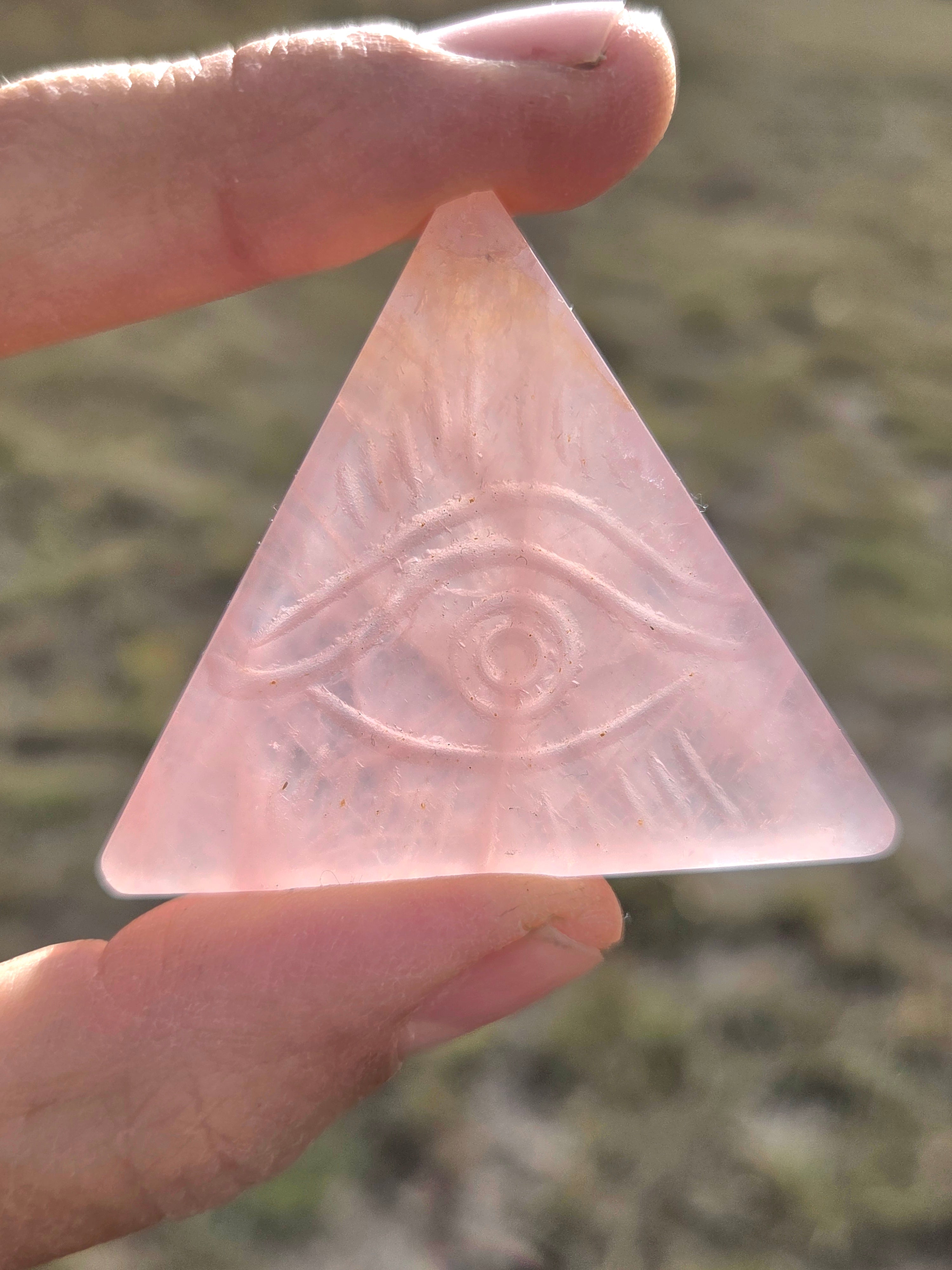 Flourite and Rose Quartz Protective Eye Triangles