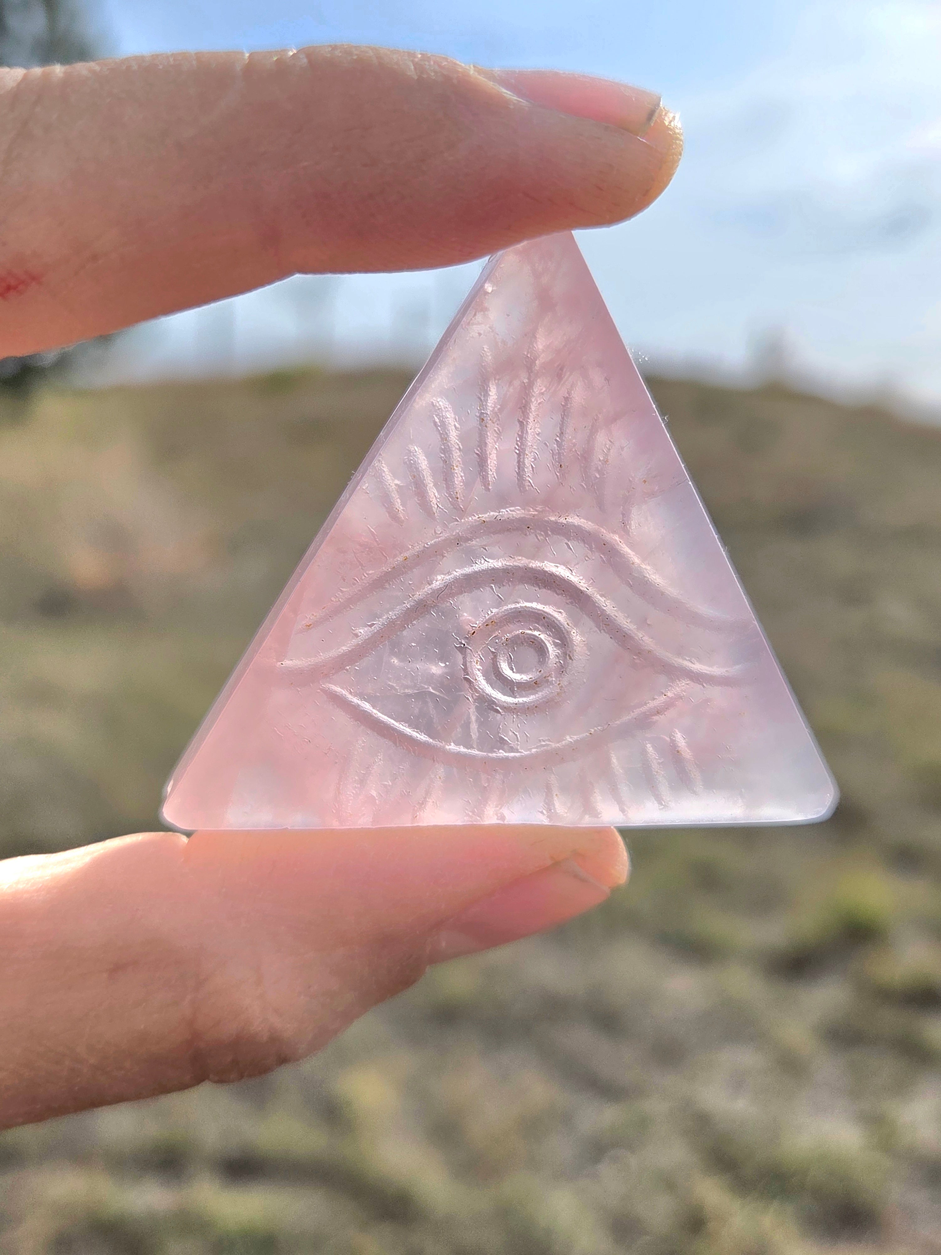 Flourite and Rose Quartz Protective Eye Triangles