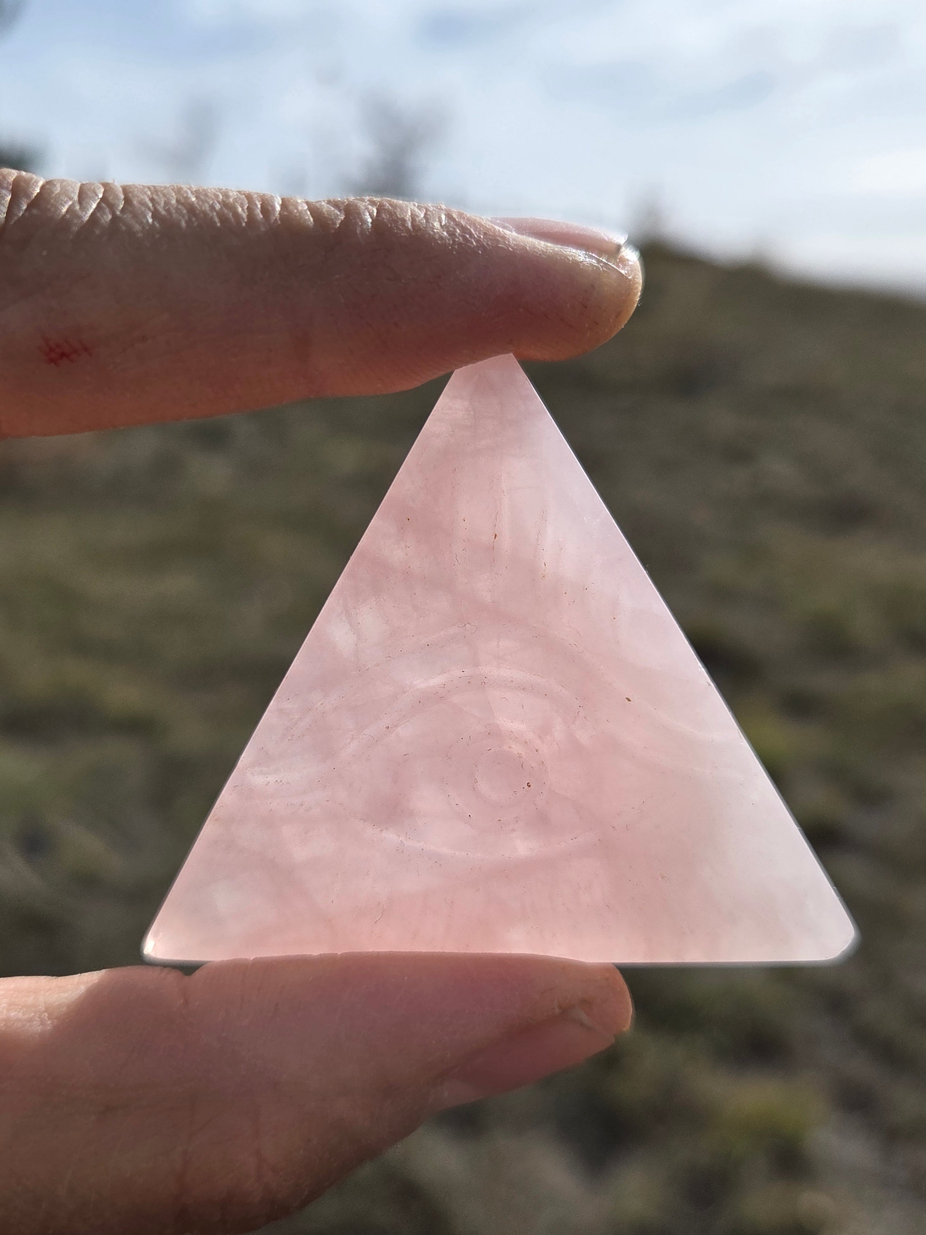 Flourite and Rose Quartz Protective Eye Triangles