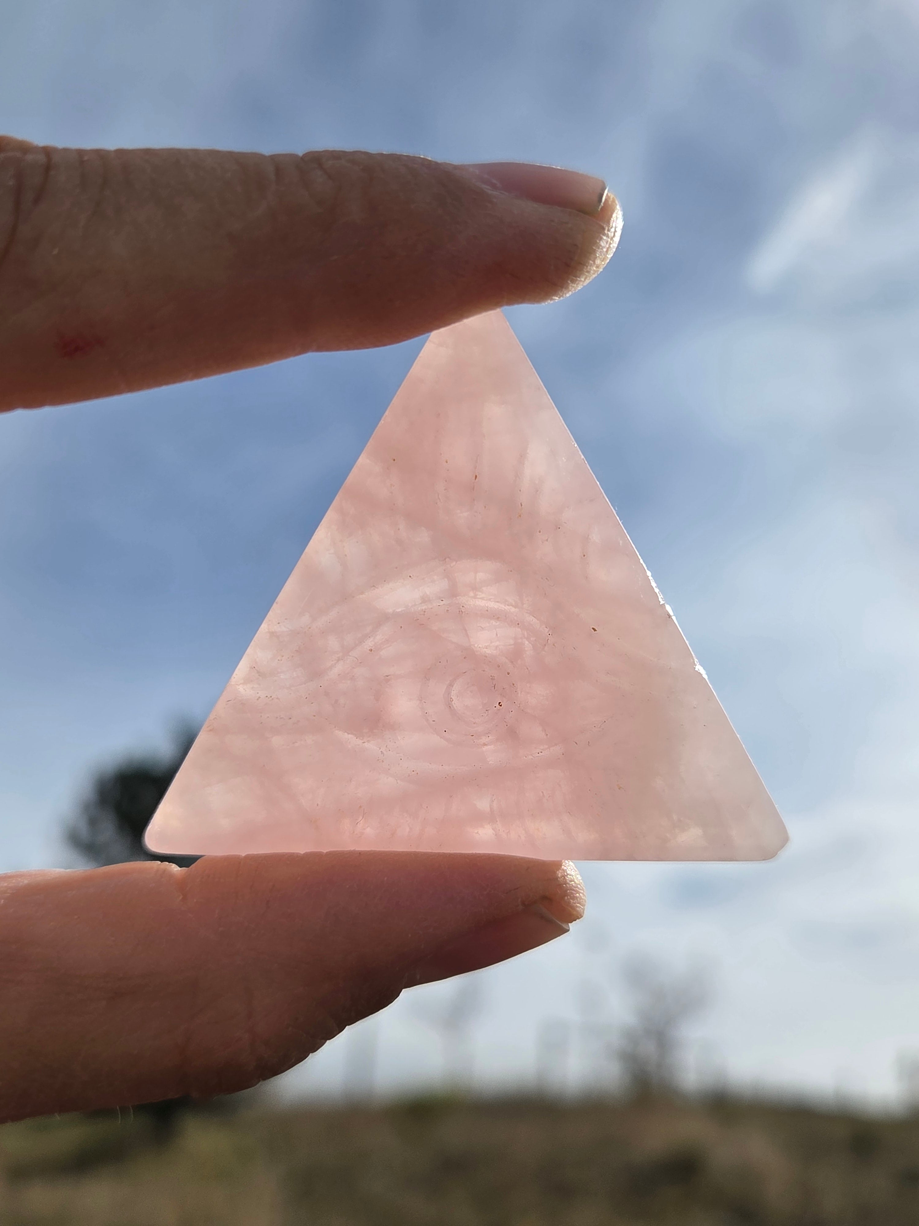 Flourite and Rose Quartz Protective Eye Triangles