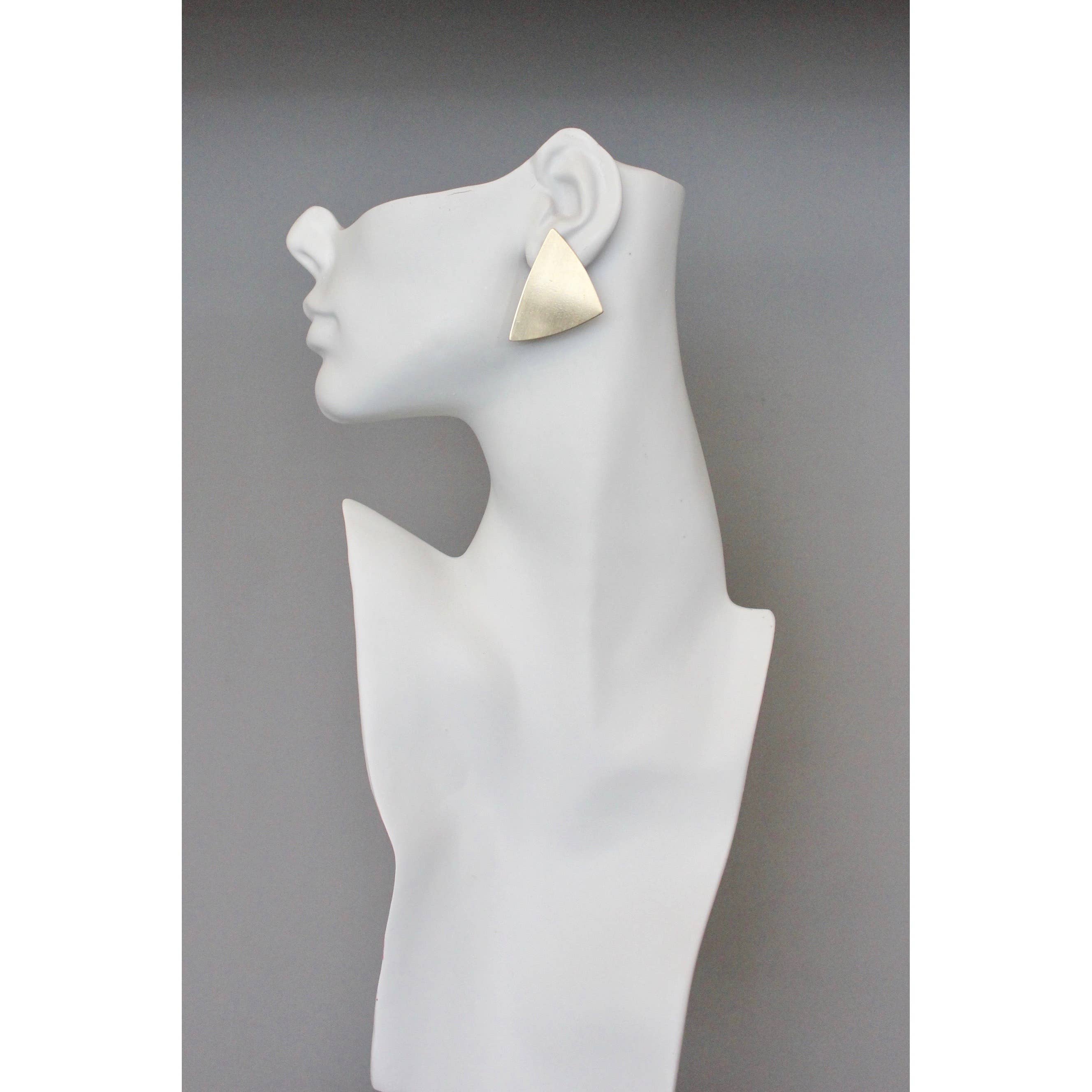 Geometric Triangle Brass Post Earrings