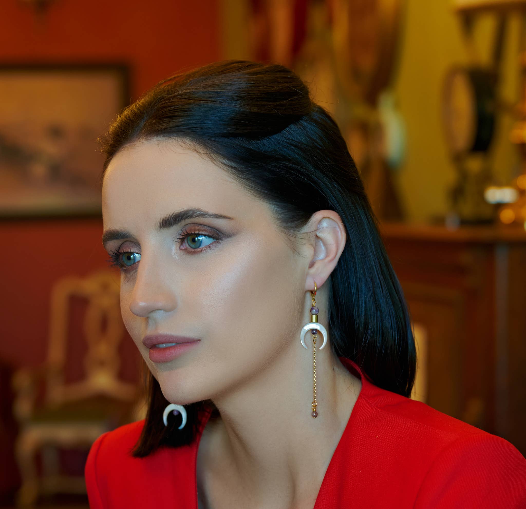 The Melisandra Earring - Long Mismatched Double Horn Earring