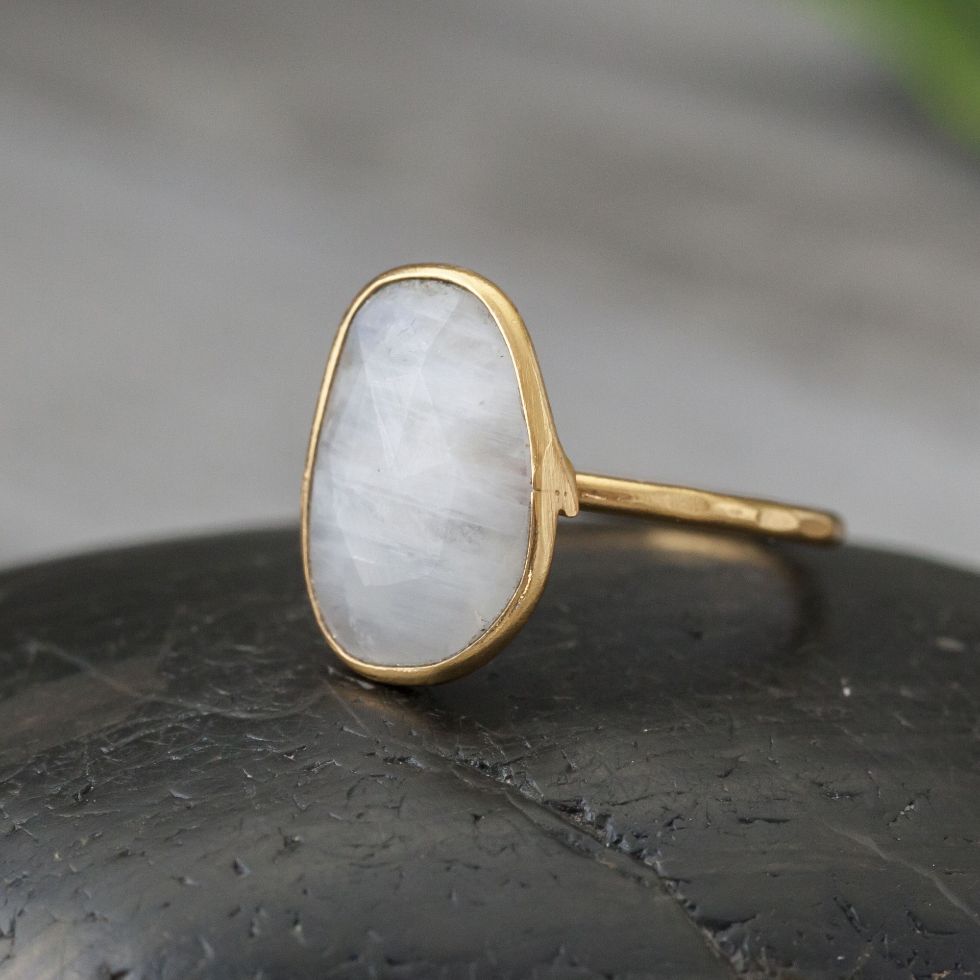 Moonstone and Gold Remember Ring