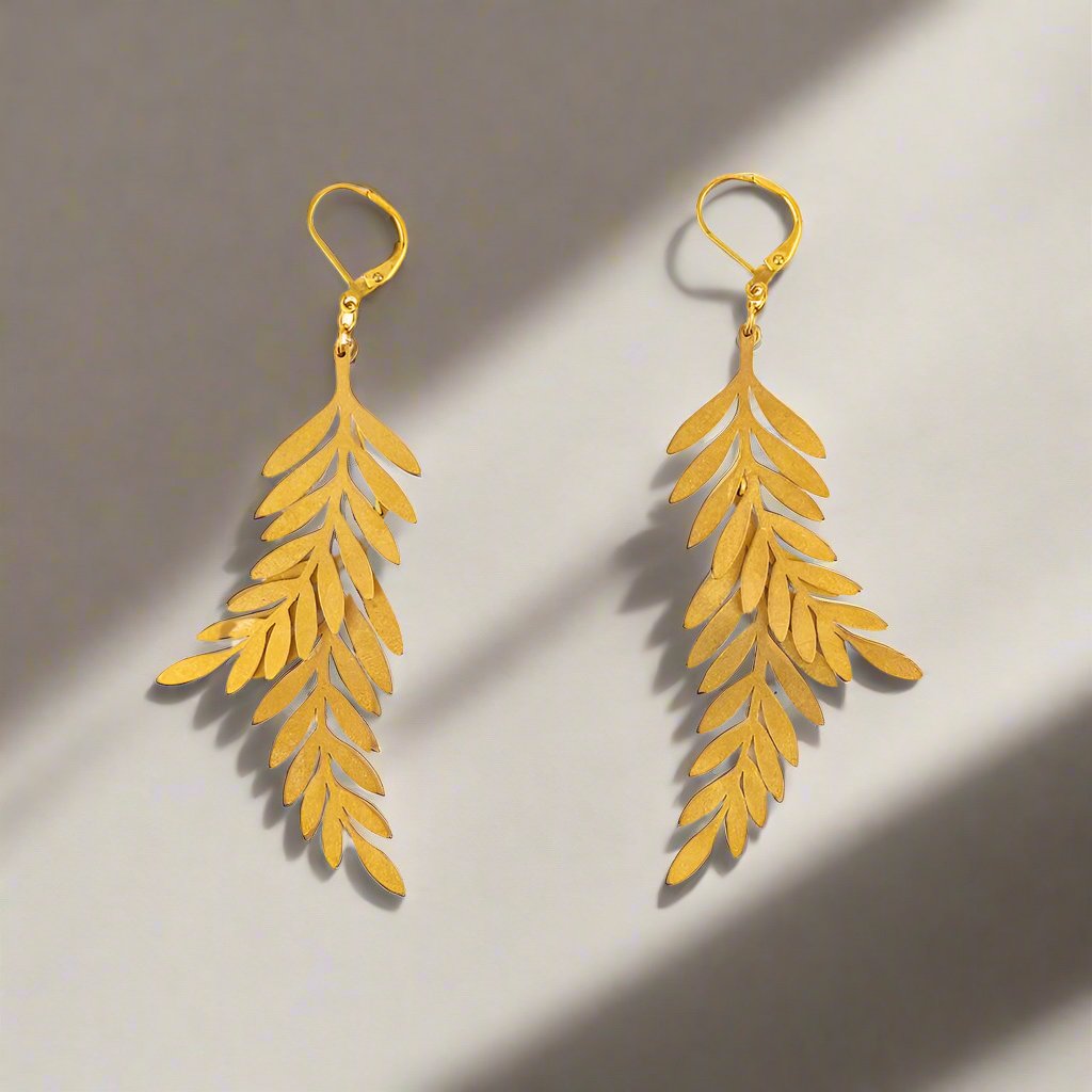 Double Leaf Dangle Earrings