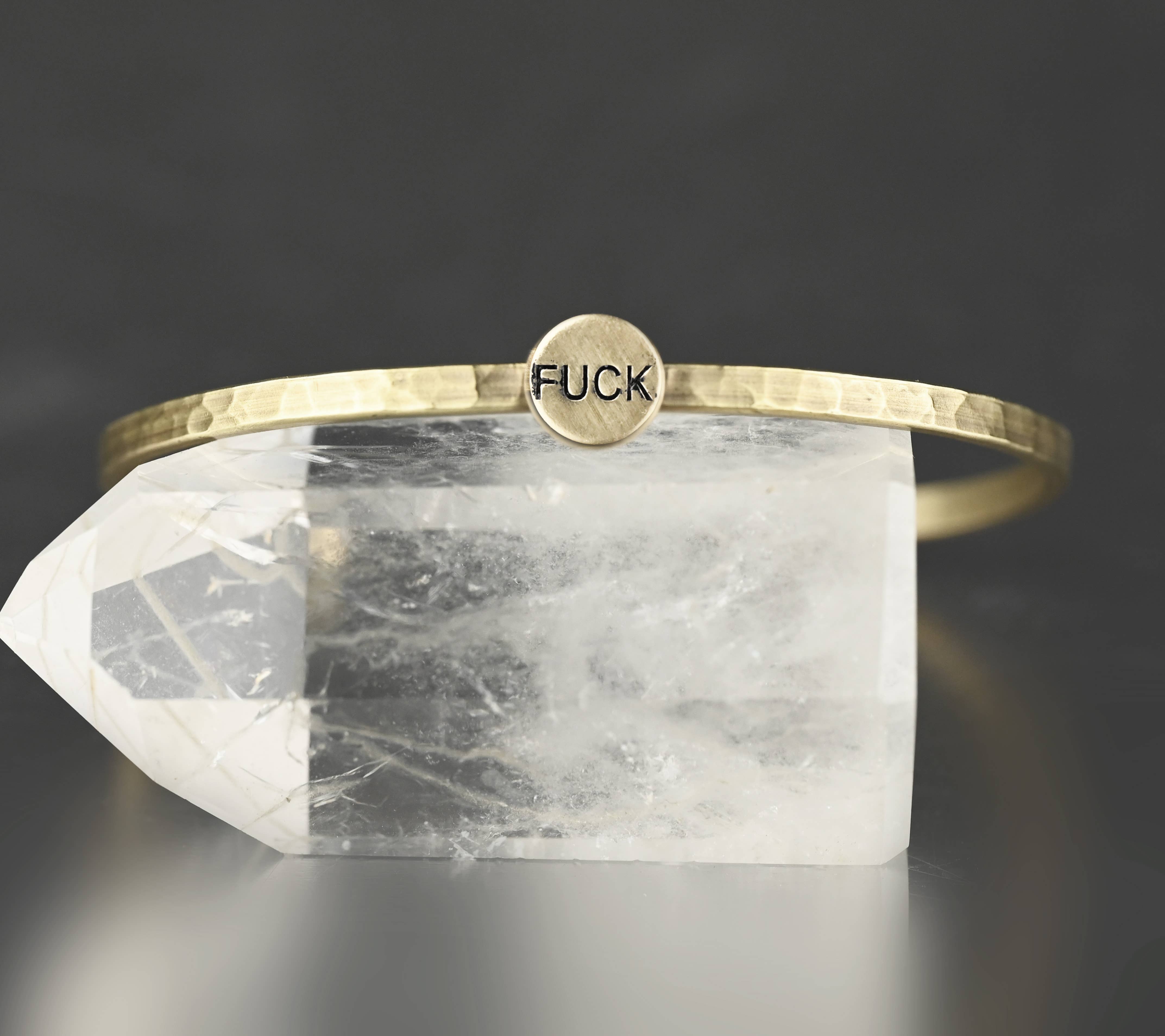 Thin Brass Cuff w/ Stamped Brass F*ck