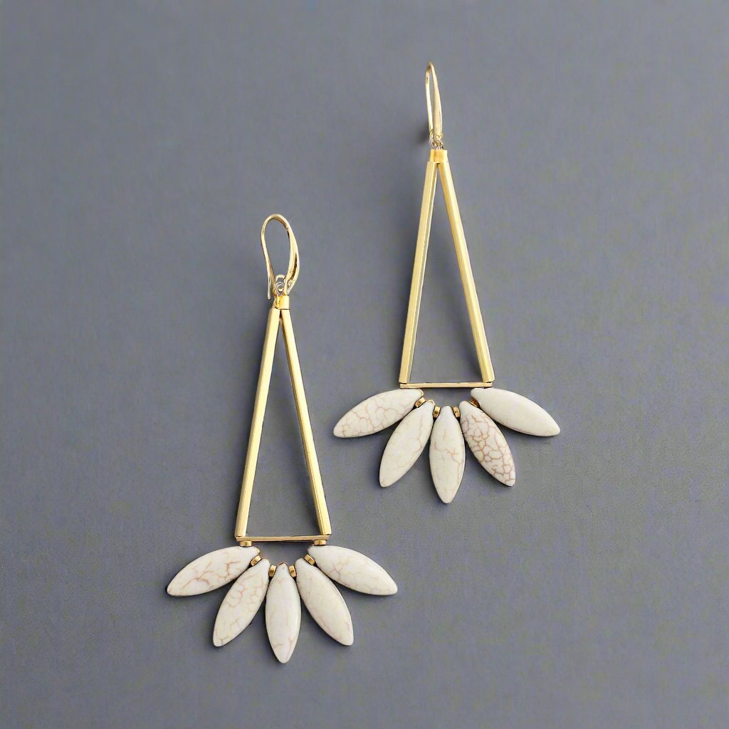 Geometric Gray Lotus Earrings
