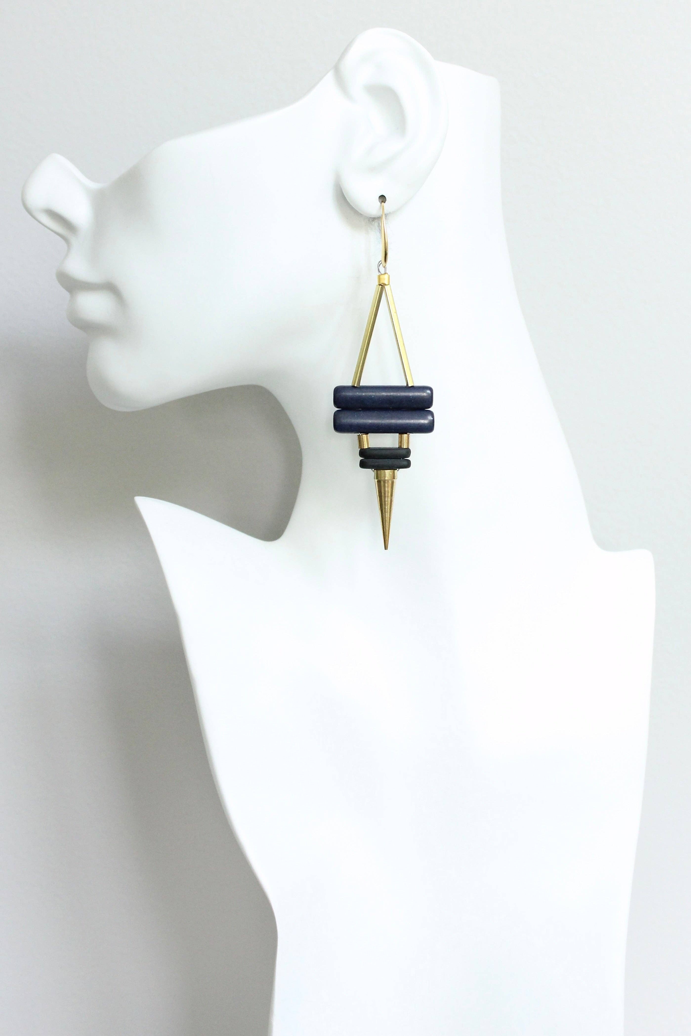 Navy and Black Spike Earrings