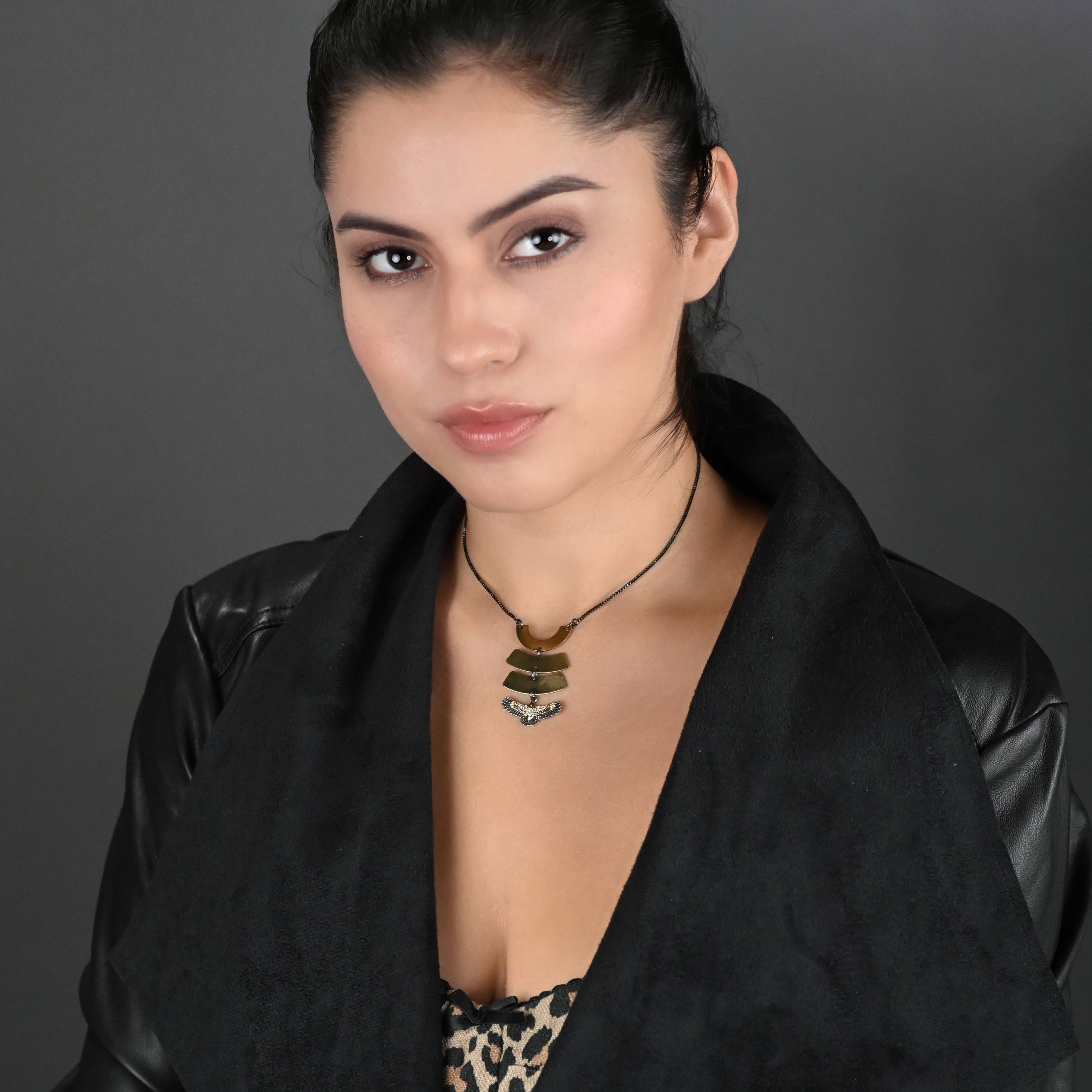 Mixed Metal Pave Freedom Eagle Necklace