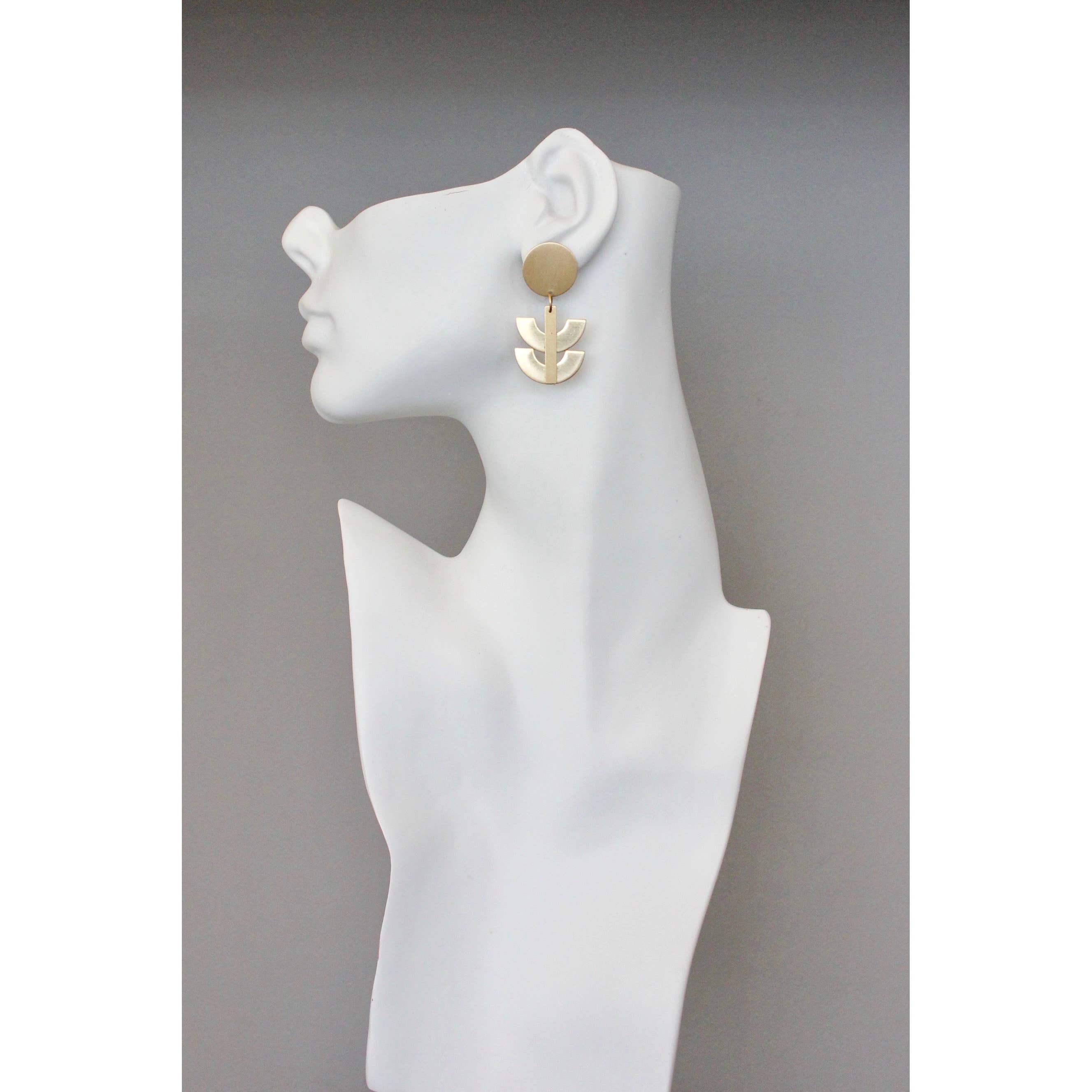 Geometric Brass Post Earrings