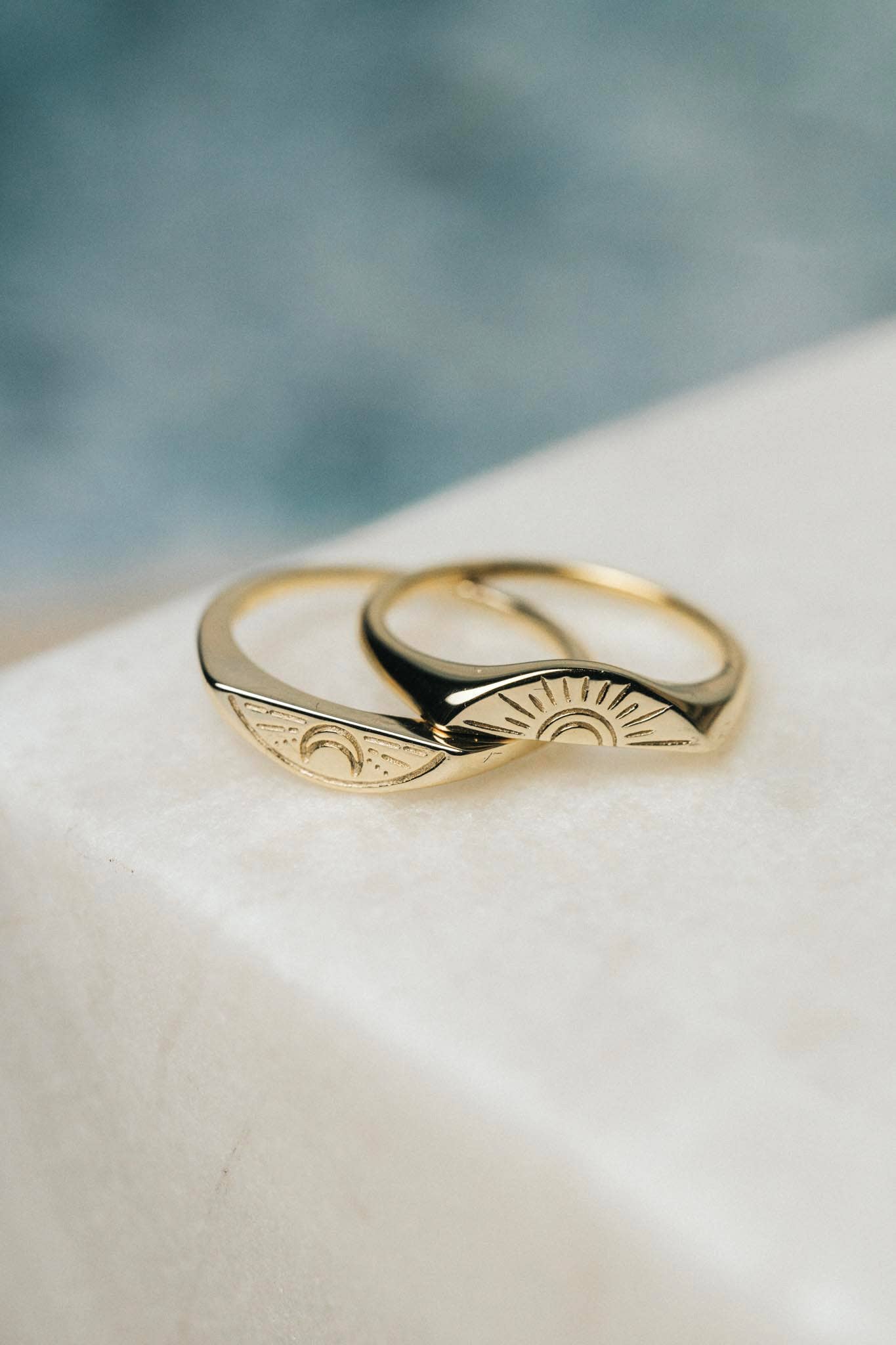 Sunset Sunrise 2 Piece Stacking Gold Ring