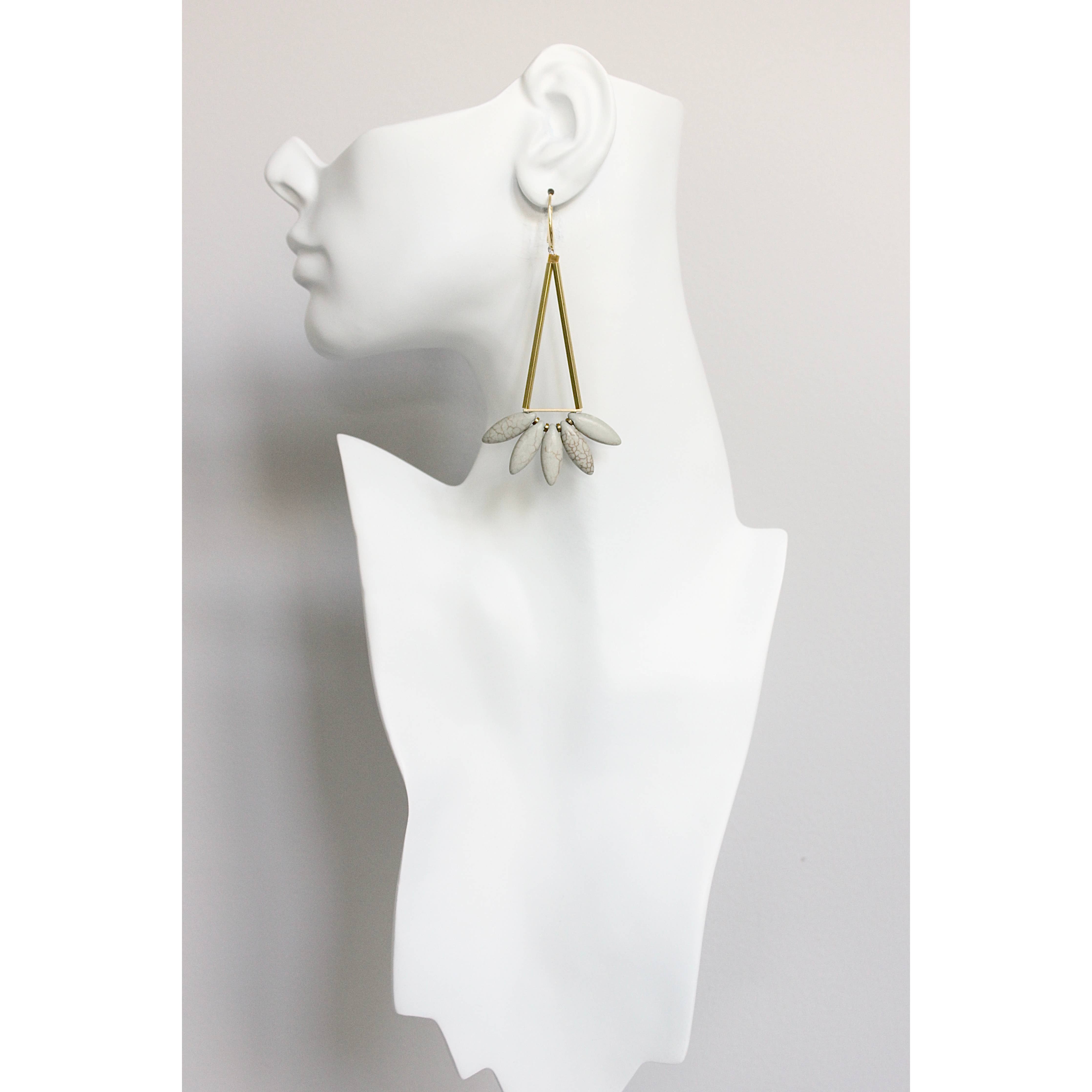 Geometric Gray Lotus Earrings