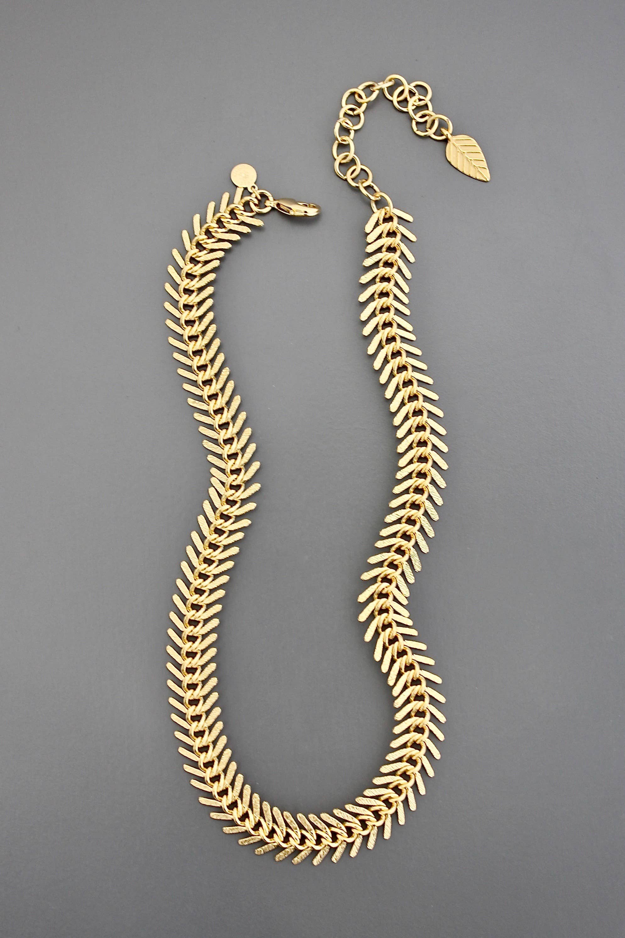 Gold Chain Fish Bone Necklace