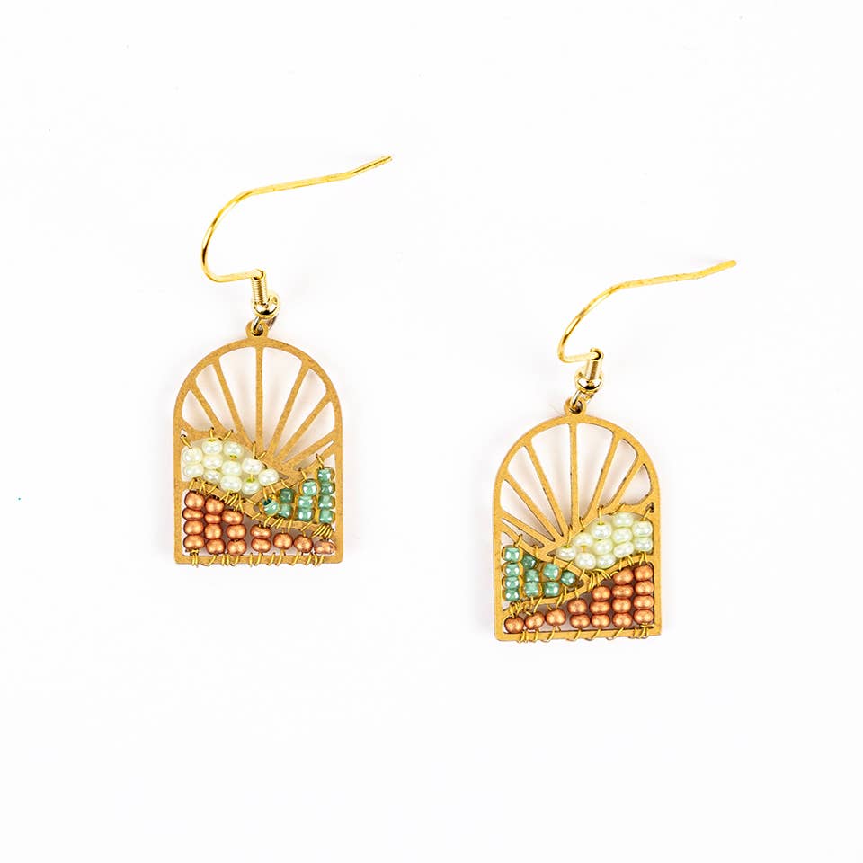 Sunrise Brass and Bead Earrings