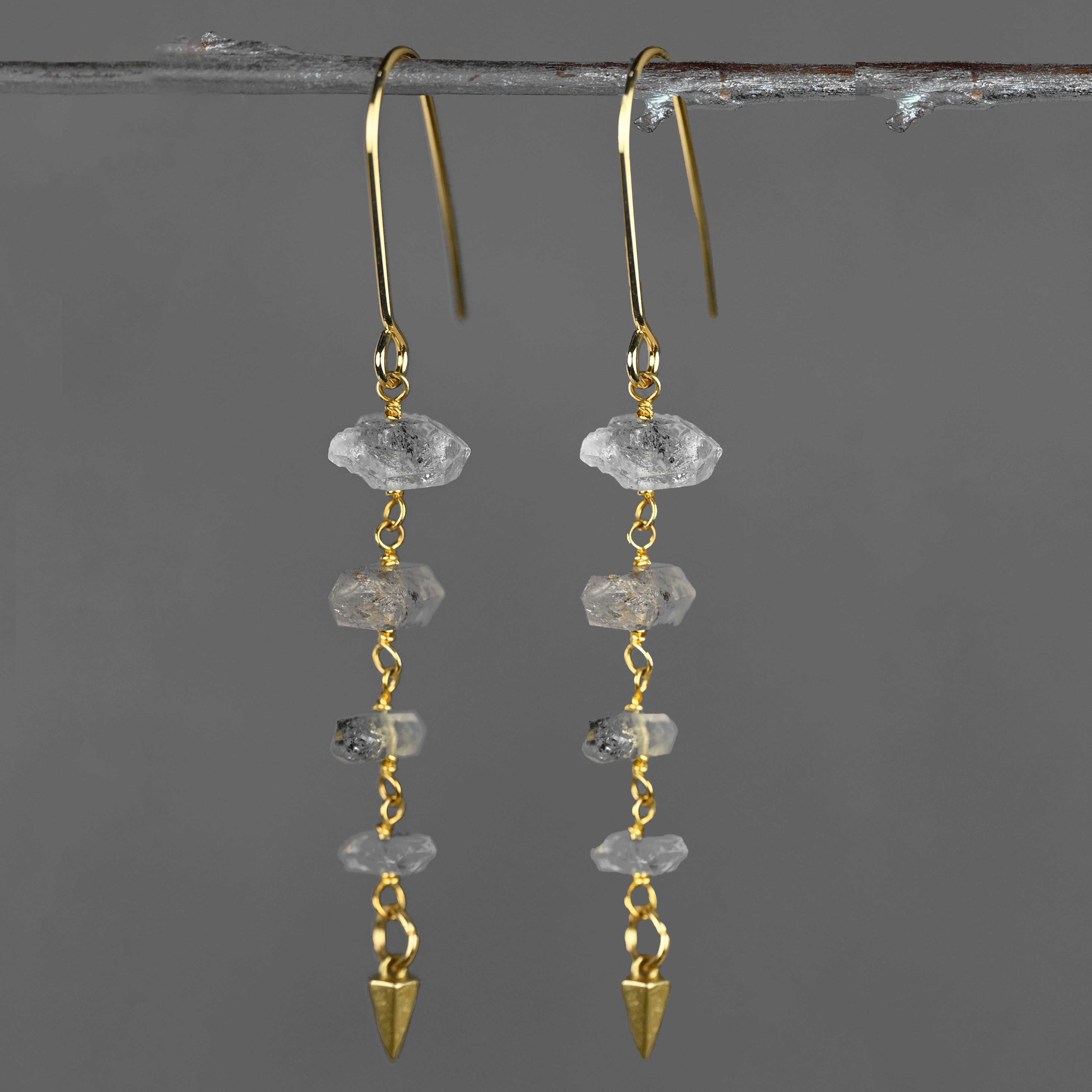Herkimer Diamond Cast Cone Drop Earrings