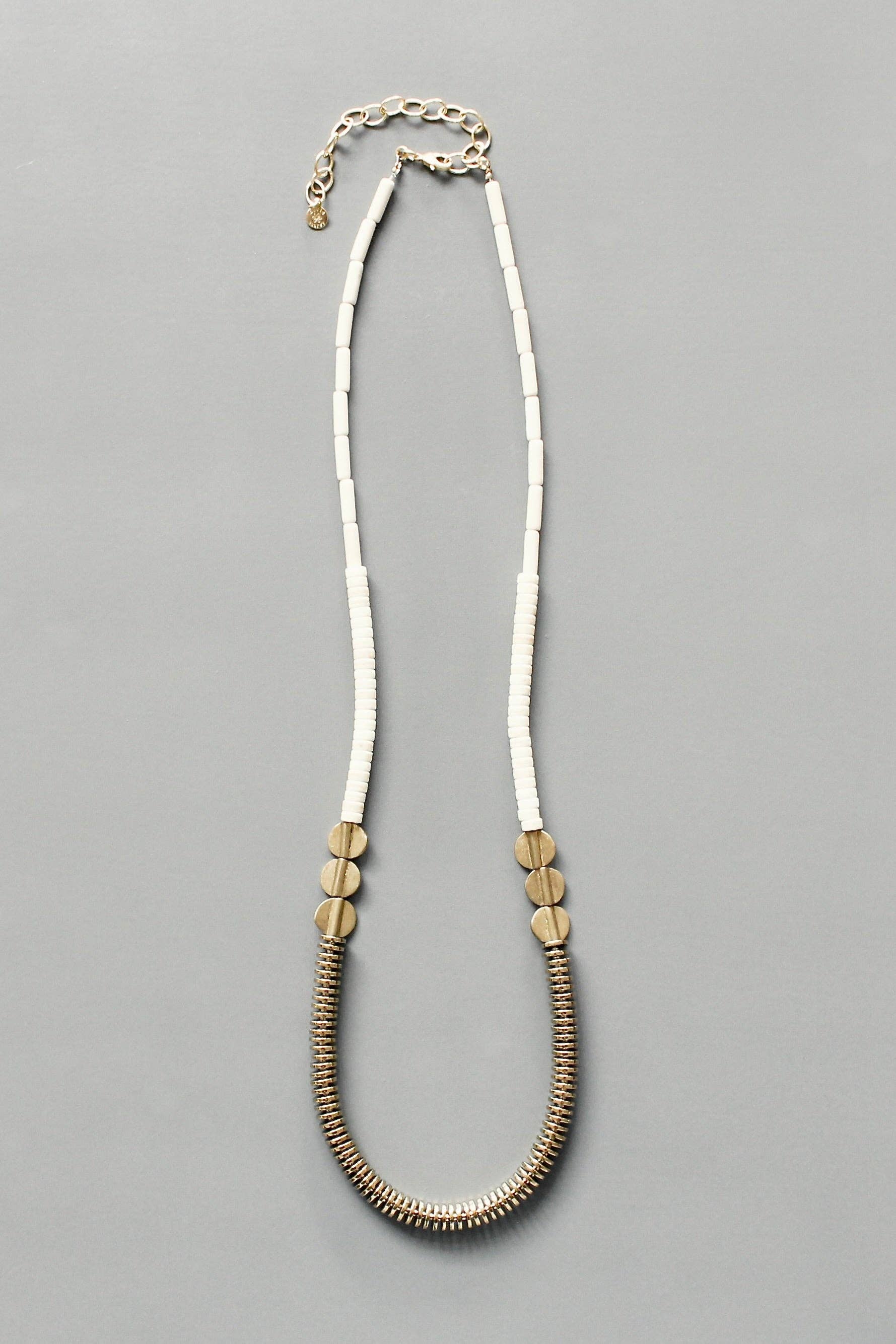 Gold Mematite and White Disc Necklace