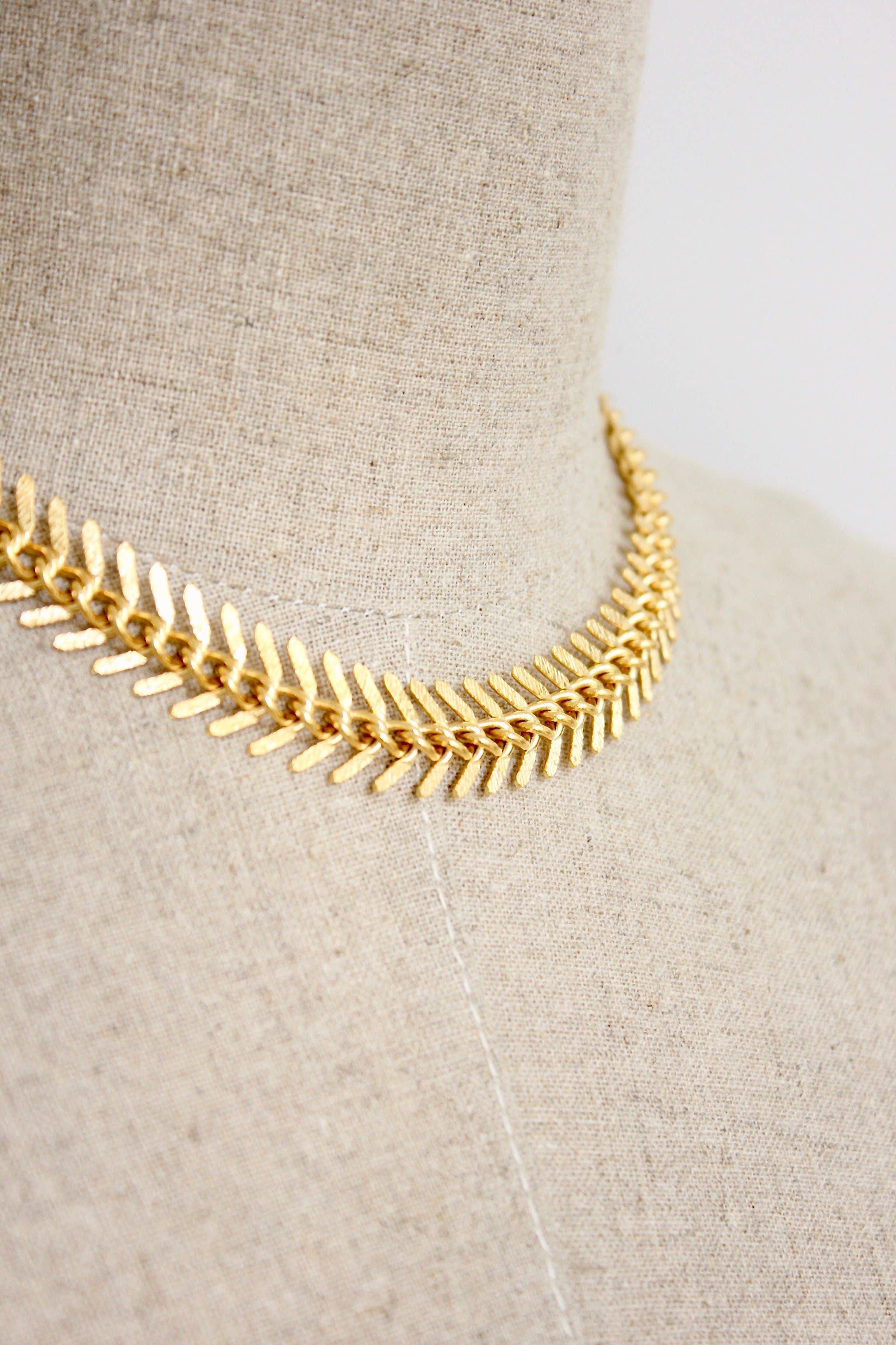 Gold Chain Fish Bone Necklace