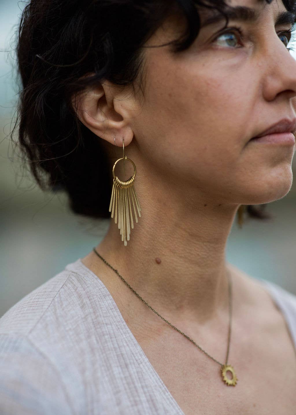 Kinetic Play Brass Fringe Earrings