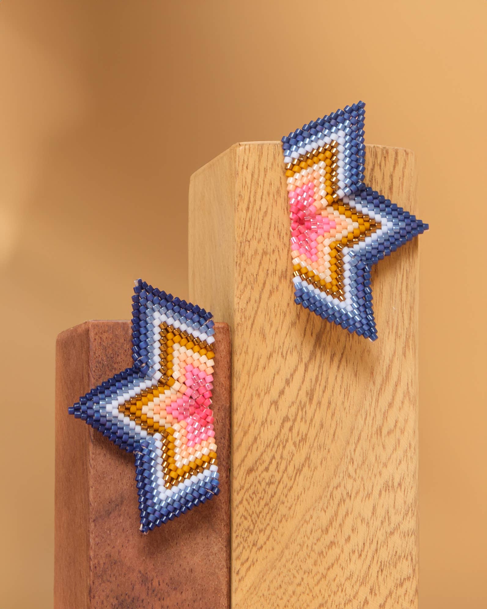 Half Star Earrings (Blue/Pink)