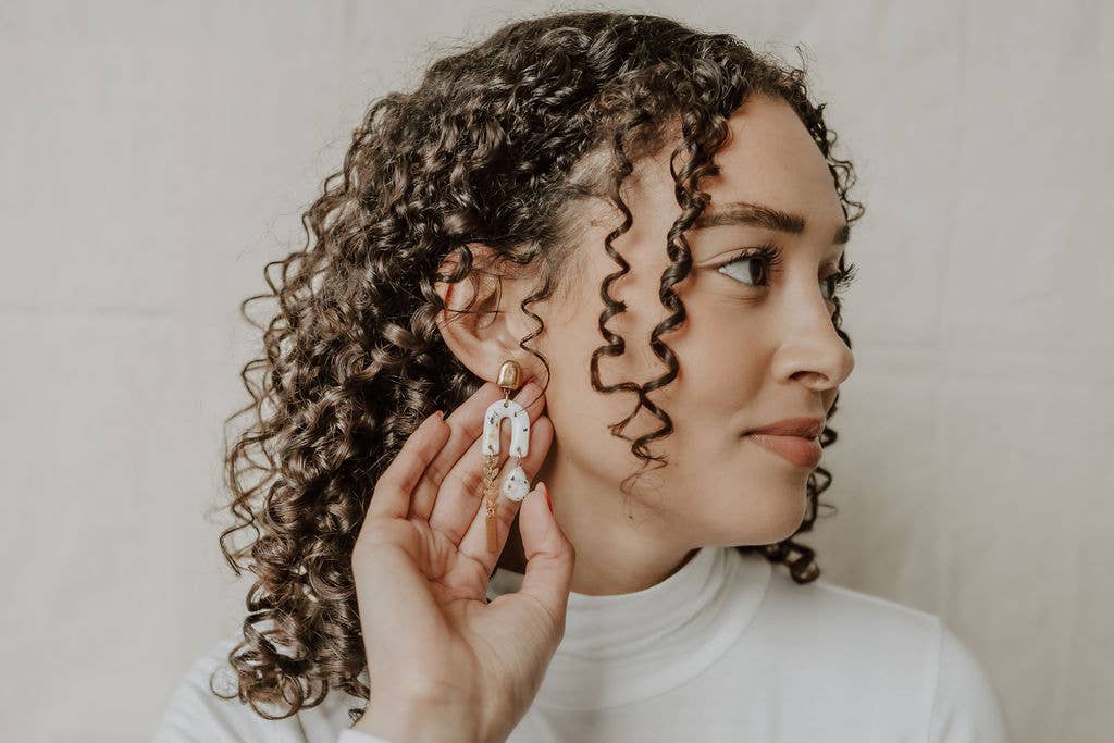 Gold Cheetah & Leaf Chain Earrings