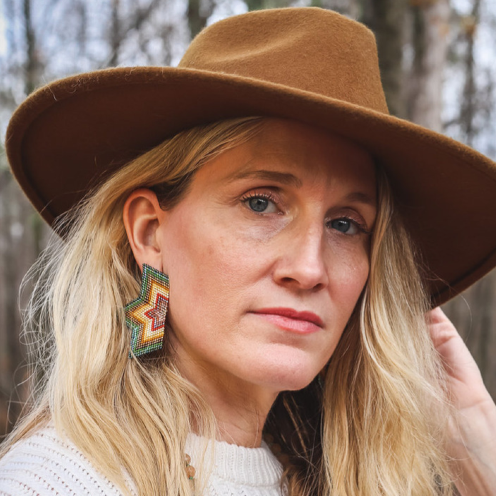 Half Star Earrings (Olive/Gold)