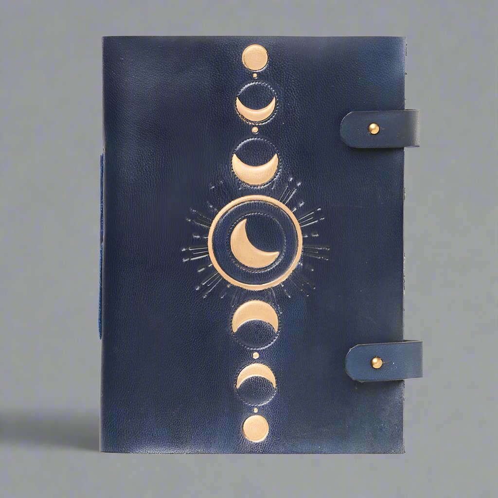 Indukala Moon Phase 5x7 Leather Journal - Refillable Paper