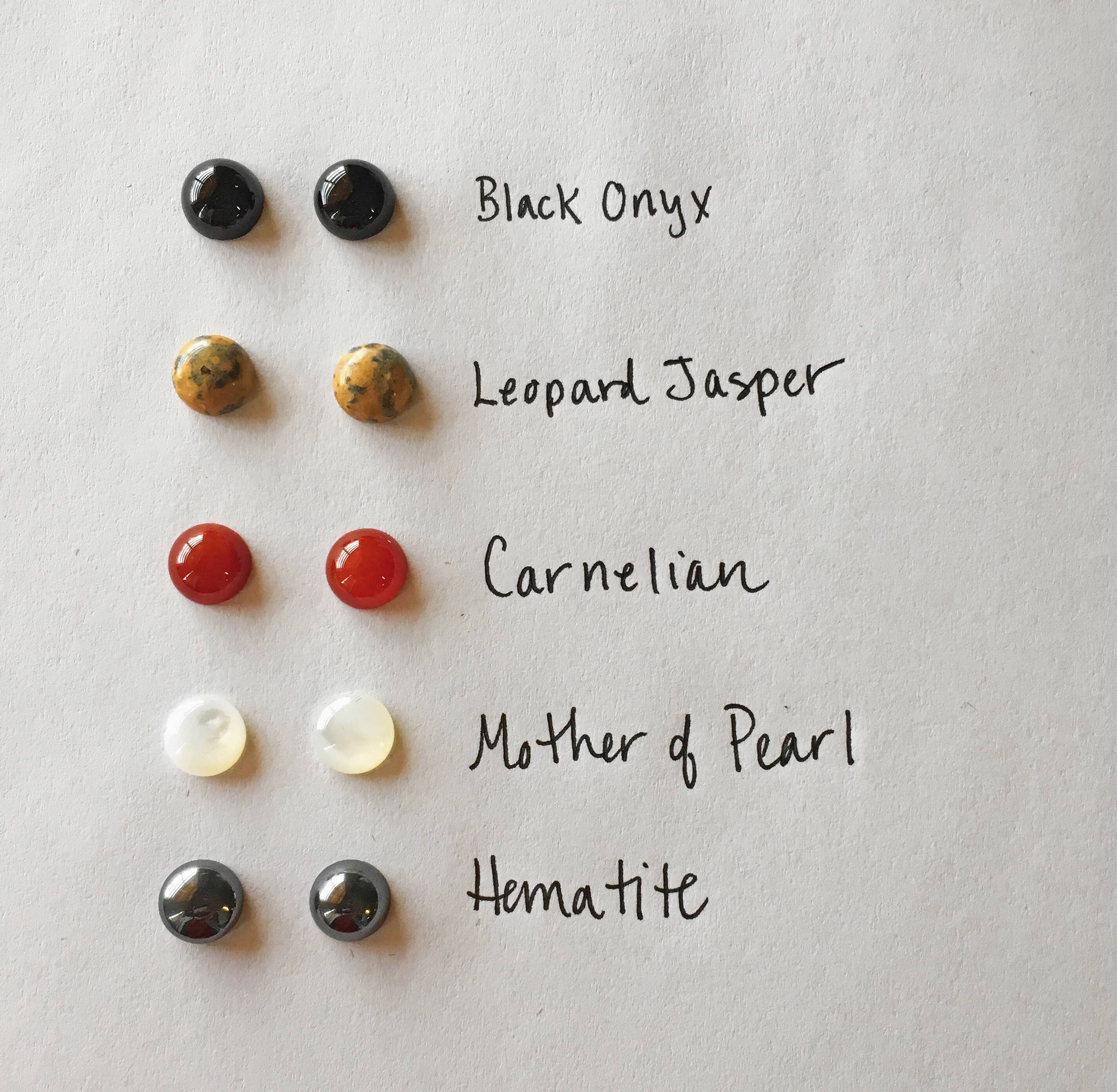 Textured Brass Earrings w/ Prong Set Stones