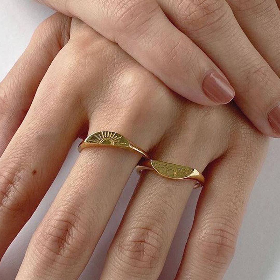 Sunset Sunrise 2 Piece Stacking Gold Ring
