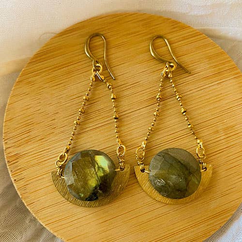 Labradorite Half Moon Eclipse Earring